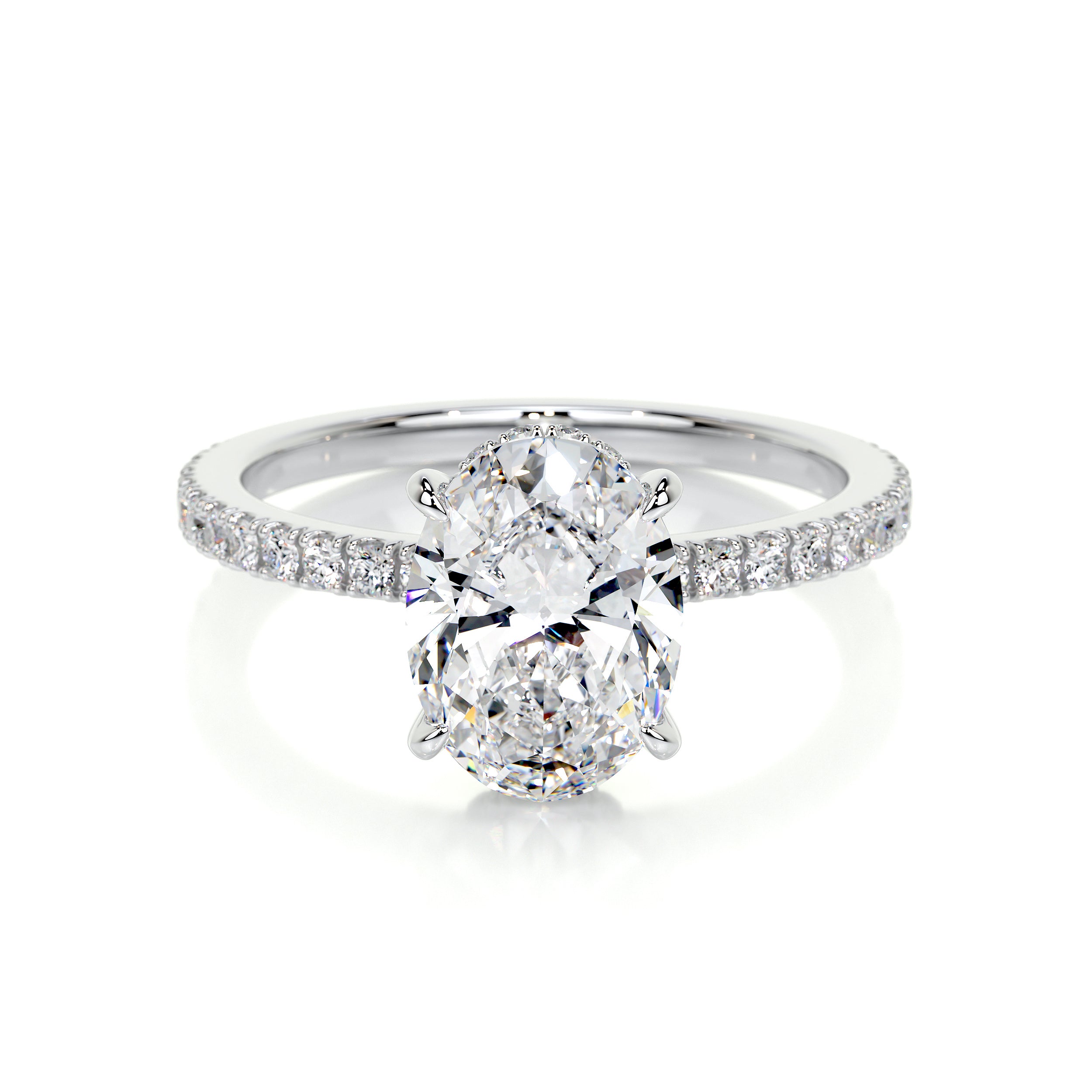 2.00 Carat Cushion Lab Created Diamond Engagement Ring with Halo 6.5 / White Gold