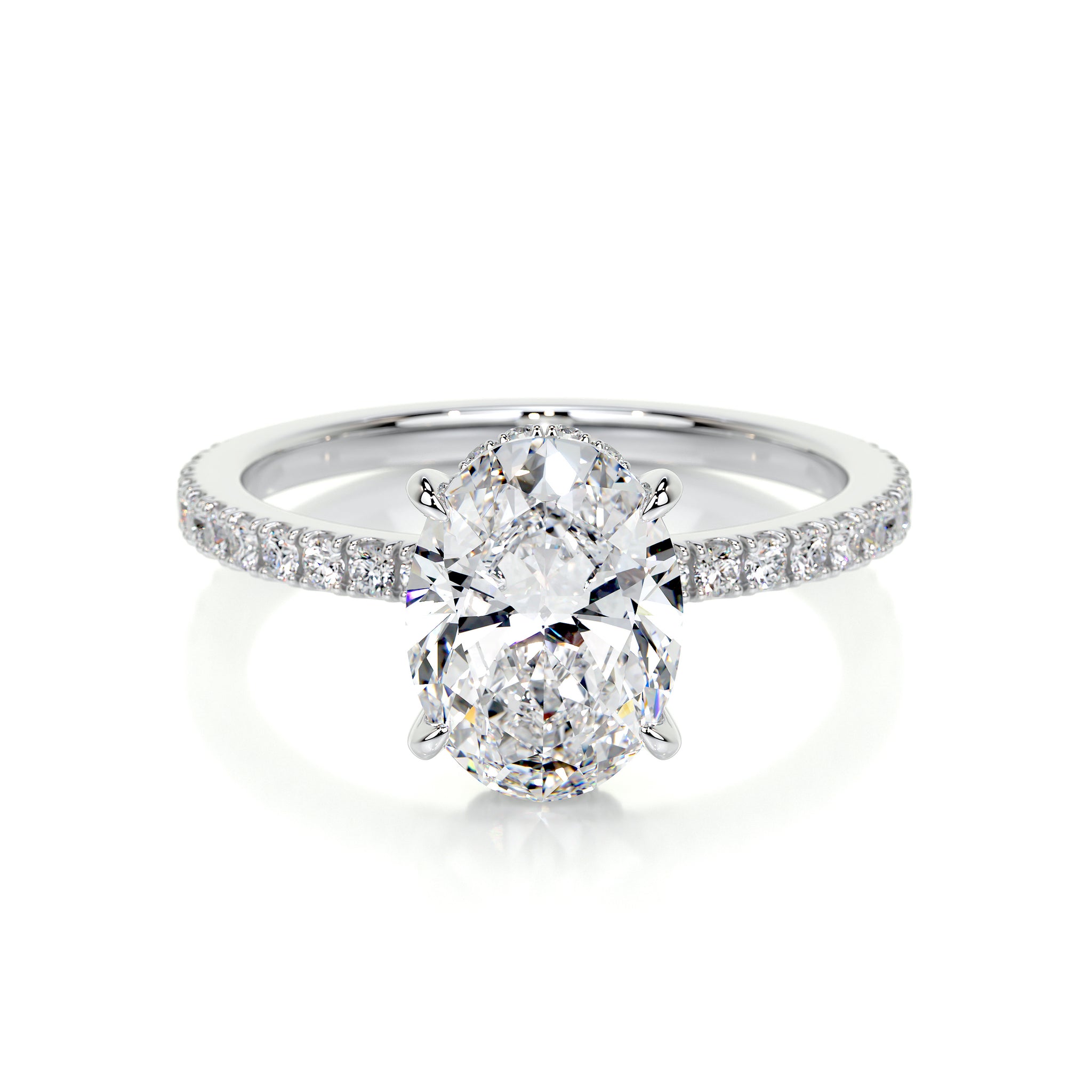 Lucy Lab Grown Diamond Ring -14K White Gold, Hidden Halo, 2 Carat ...