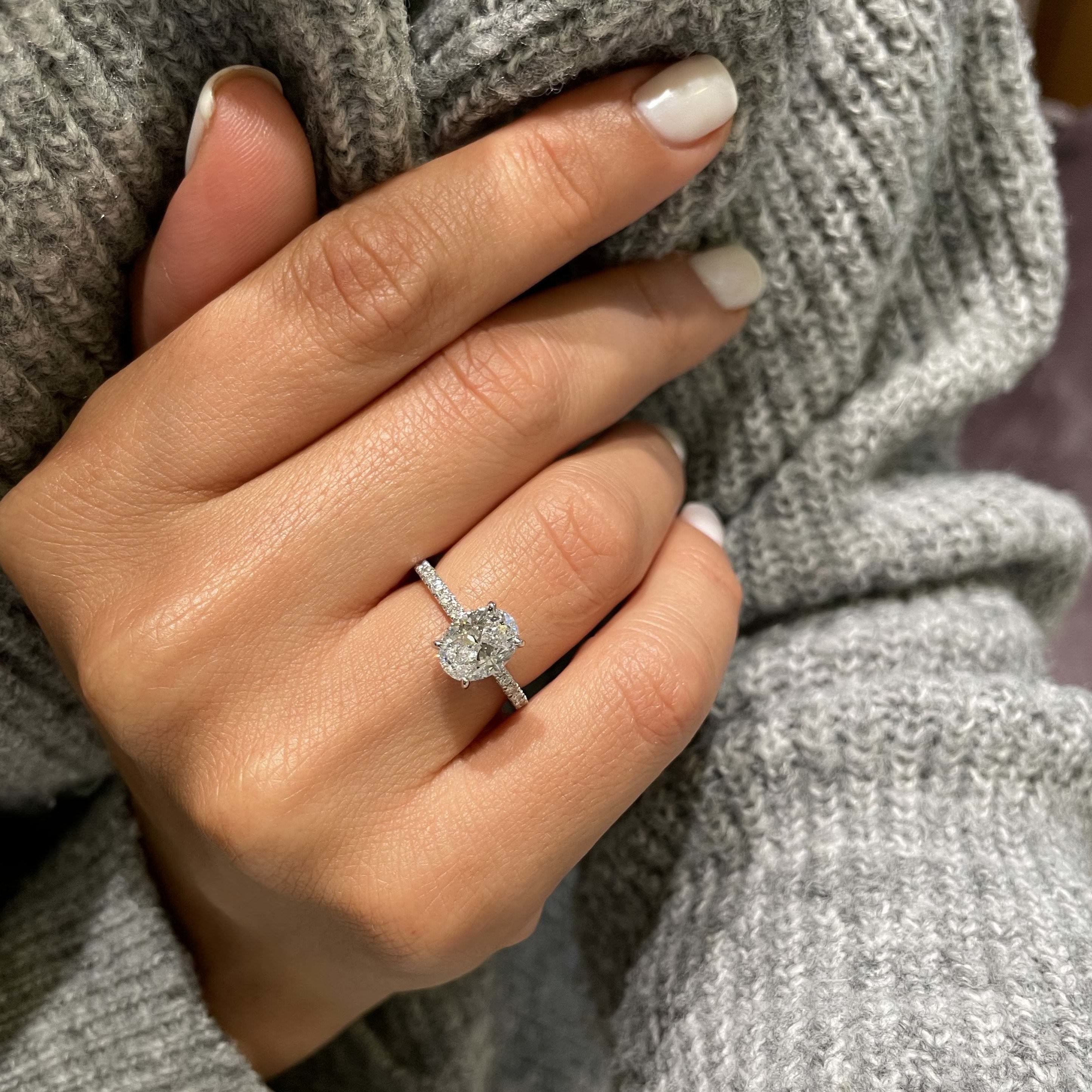 Lucy Diamond Engagement Ring   (2 Carat) -18K White Gold