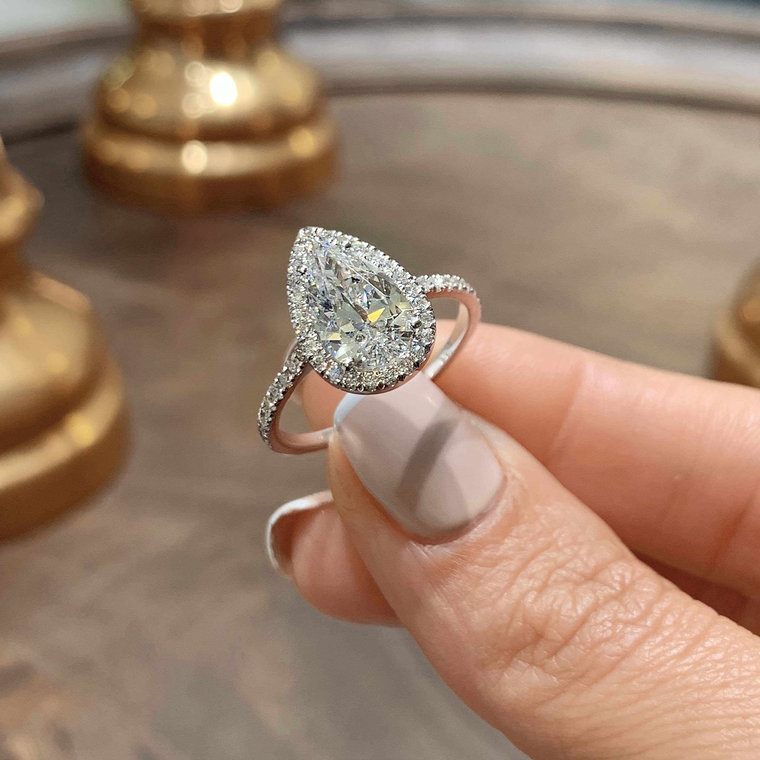 Sophia Lab Grown Diamond Ring -14K White Gold, Halo, 2.50 Carat