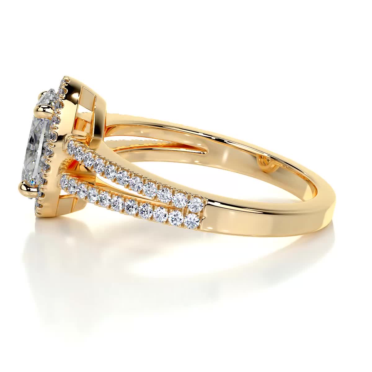 Brielle Diamond Engagement Ring -18K Yellow Gold, Halo, Oval
