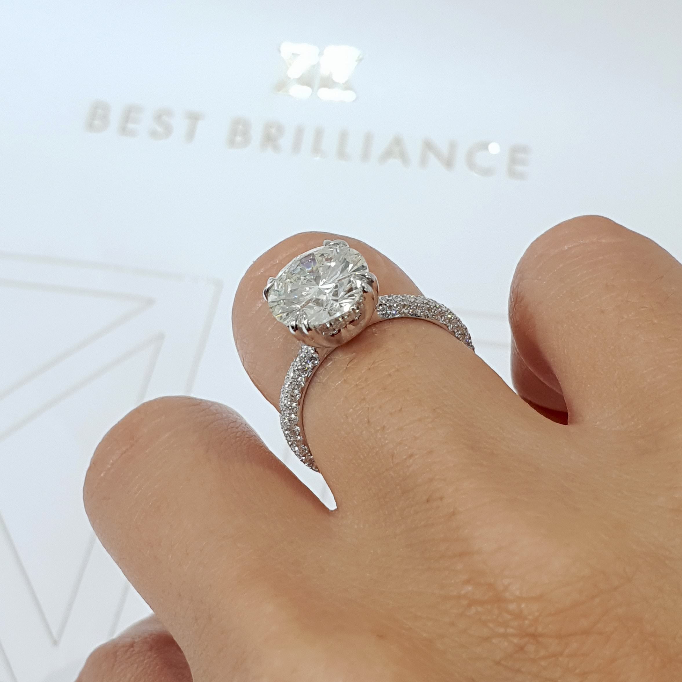 Lorena Diamond Engagement Ring   (3.5 Carat) -14K White Gold