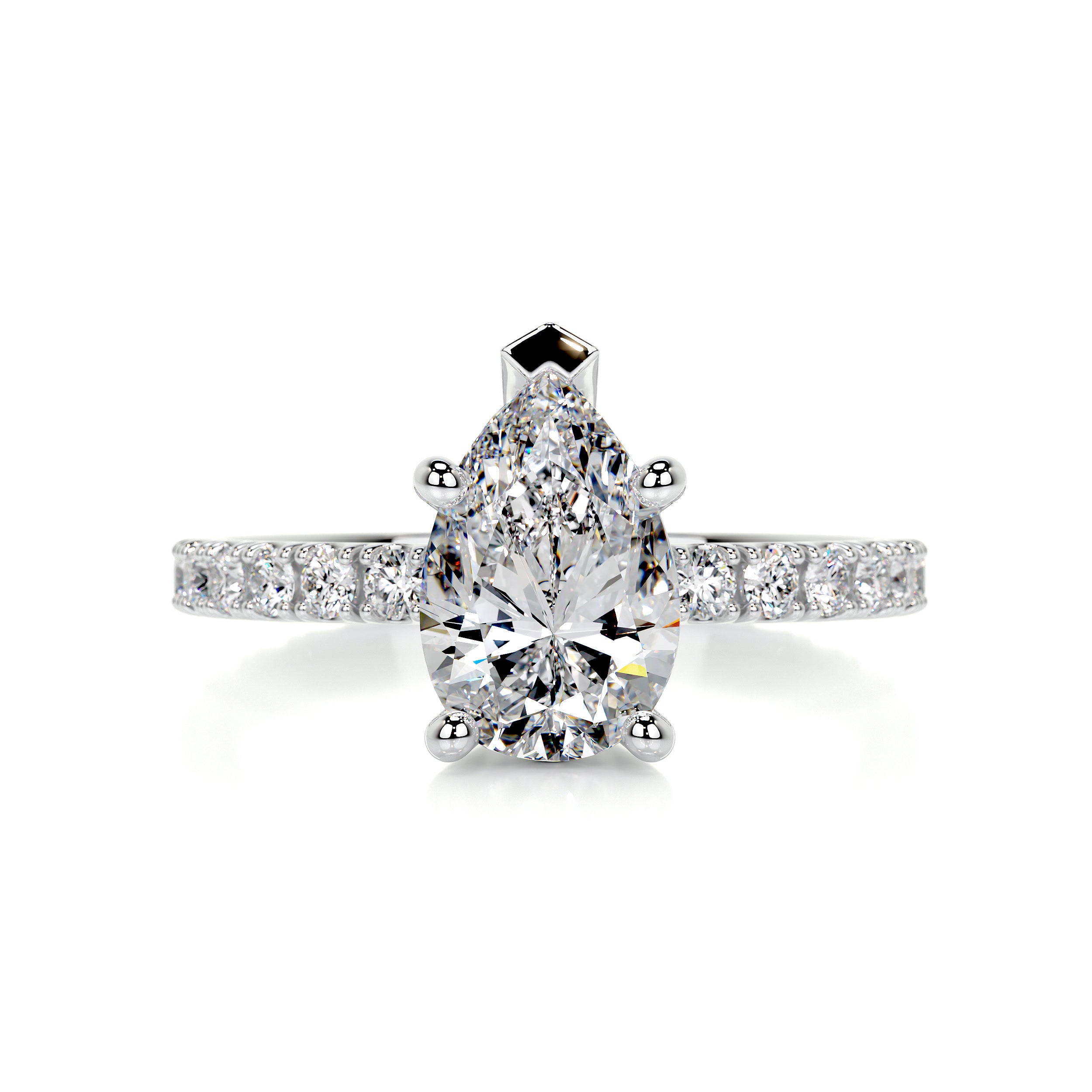 Hailey Diamond Engagement Ring   (2 Carat) -18K White Gold