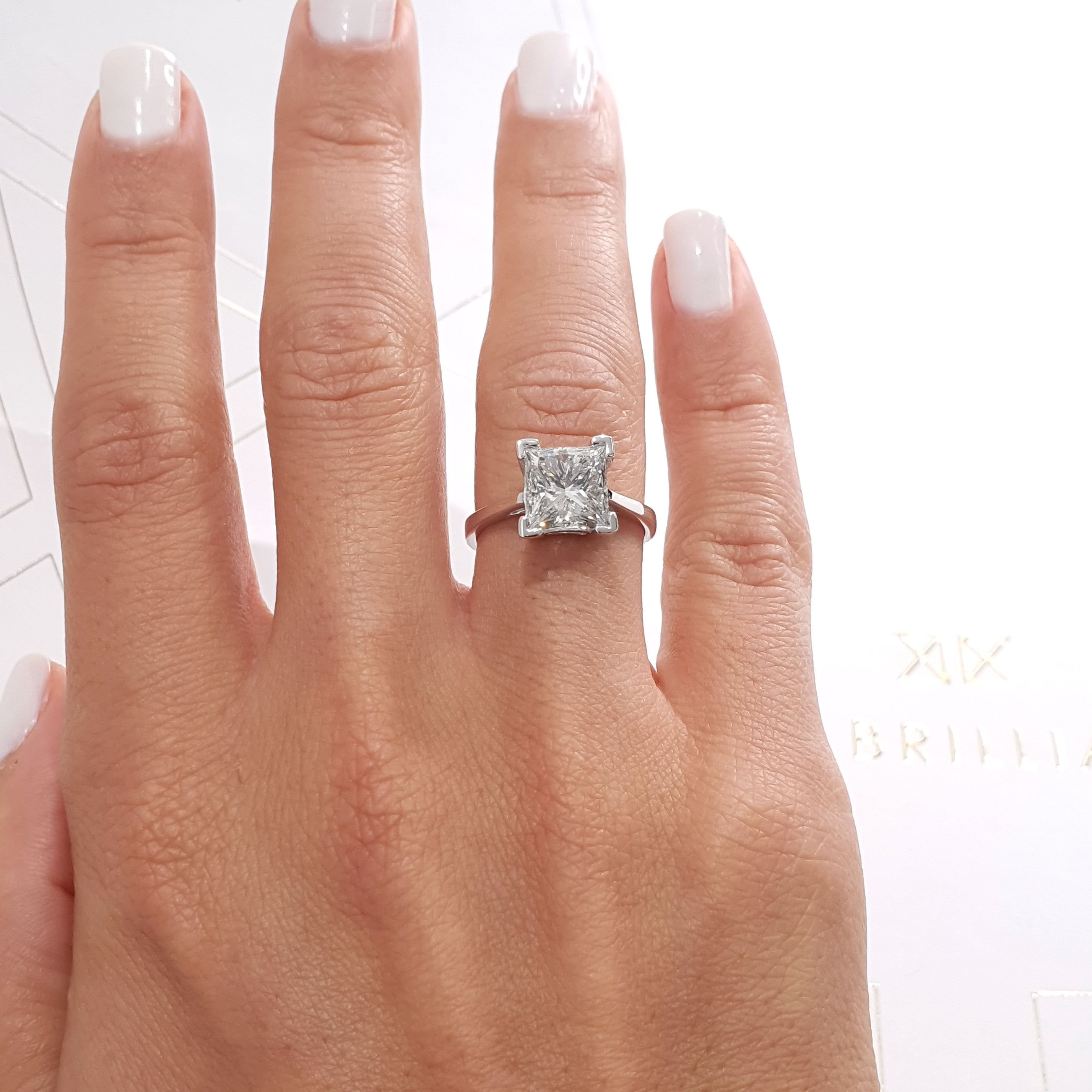 Ella Diamond Engagement Ring   (3 Carat) -18K White Gold