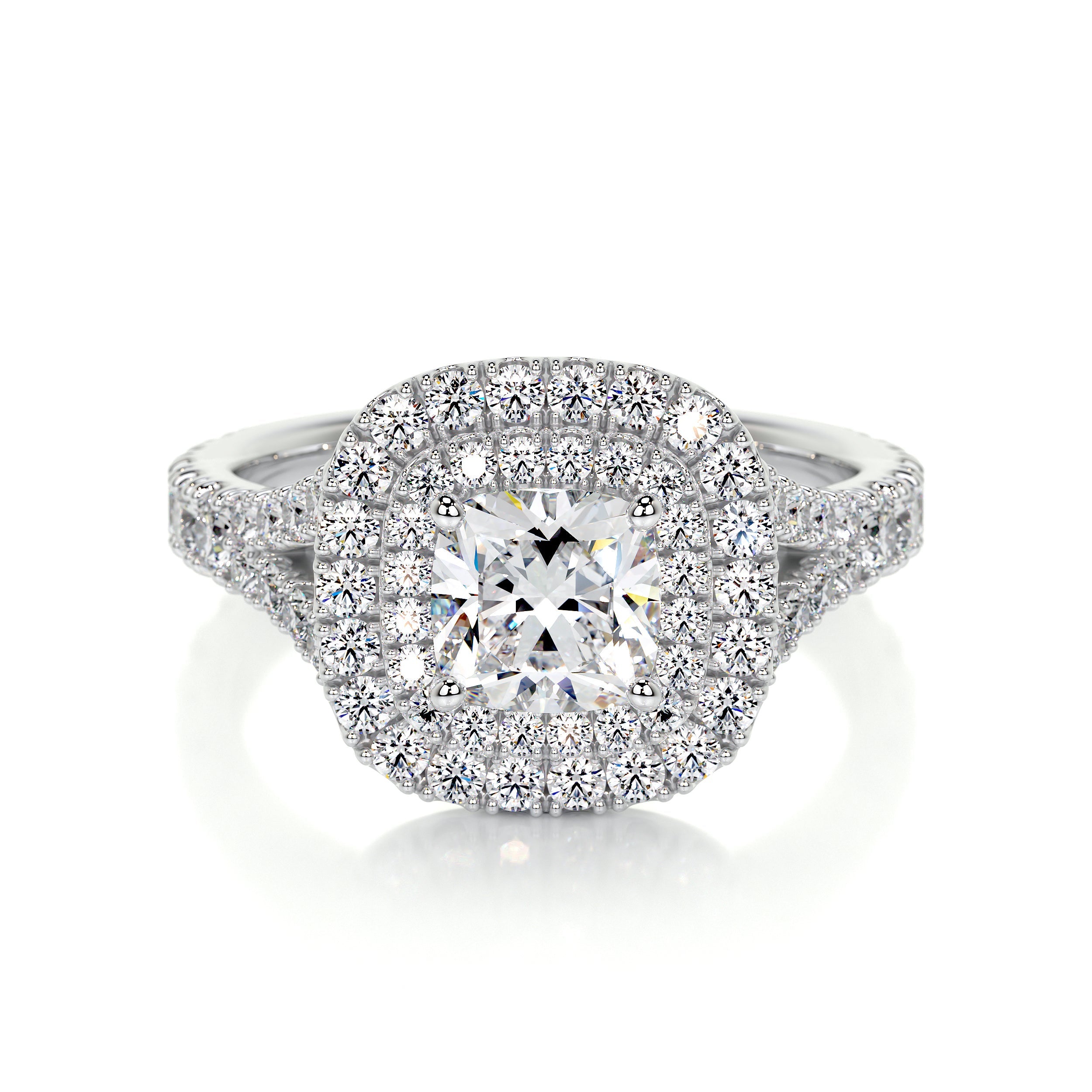 Oval Shape Double Halo Diamond Engagement Ring -