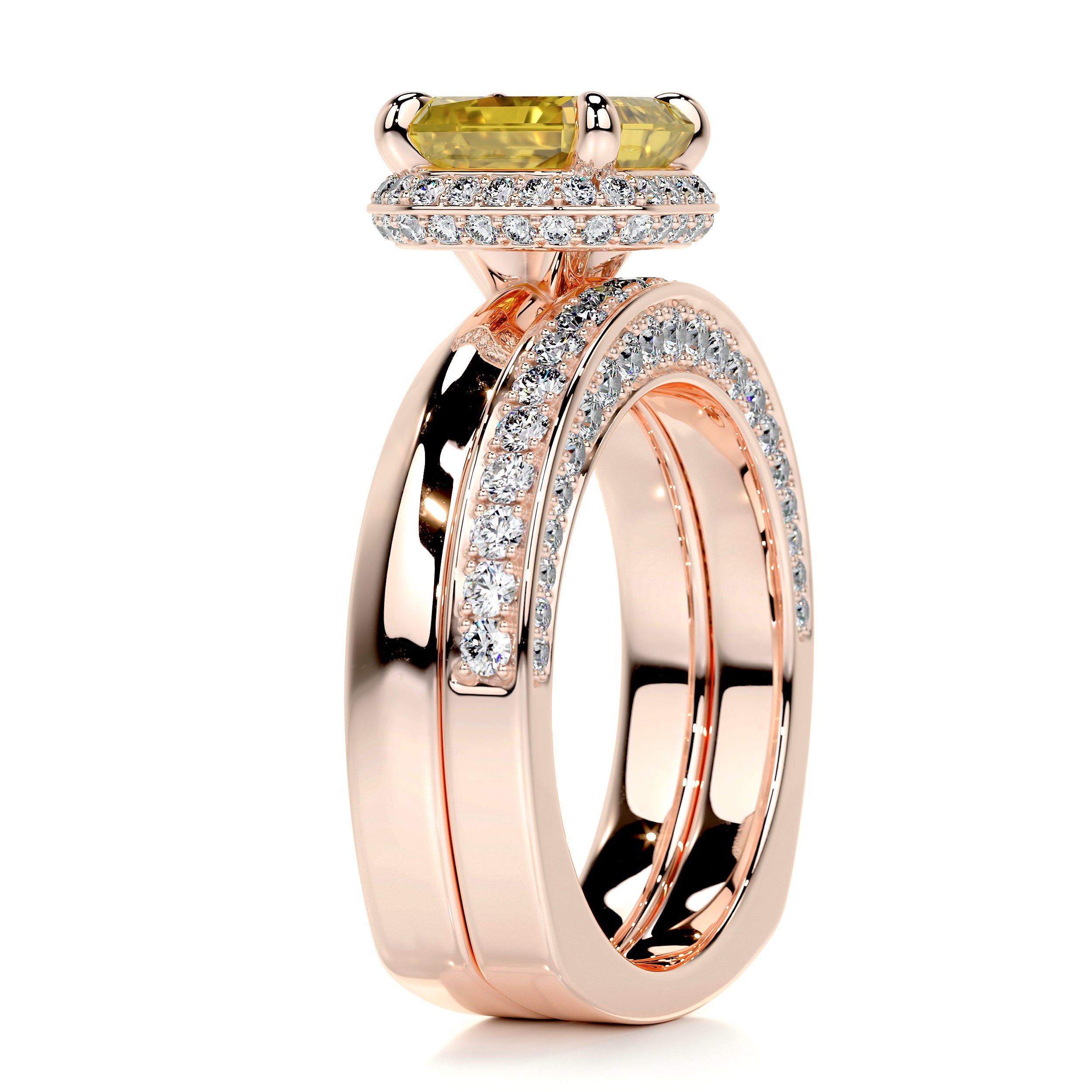 Zuri Diamond Bridal Set   (3 Carat) - 14K Rose Gold