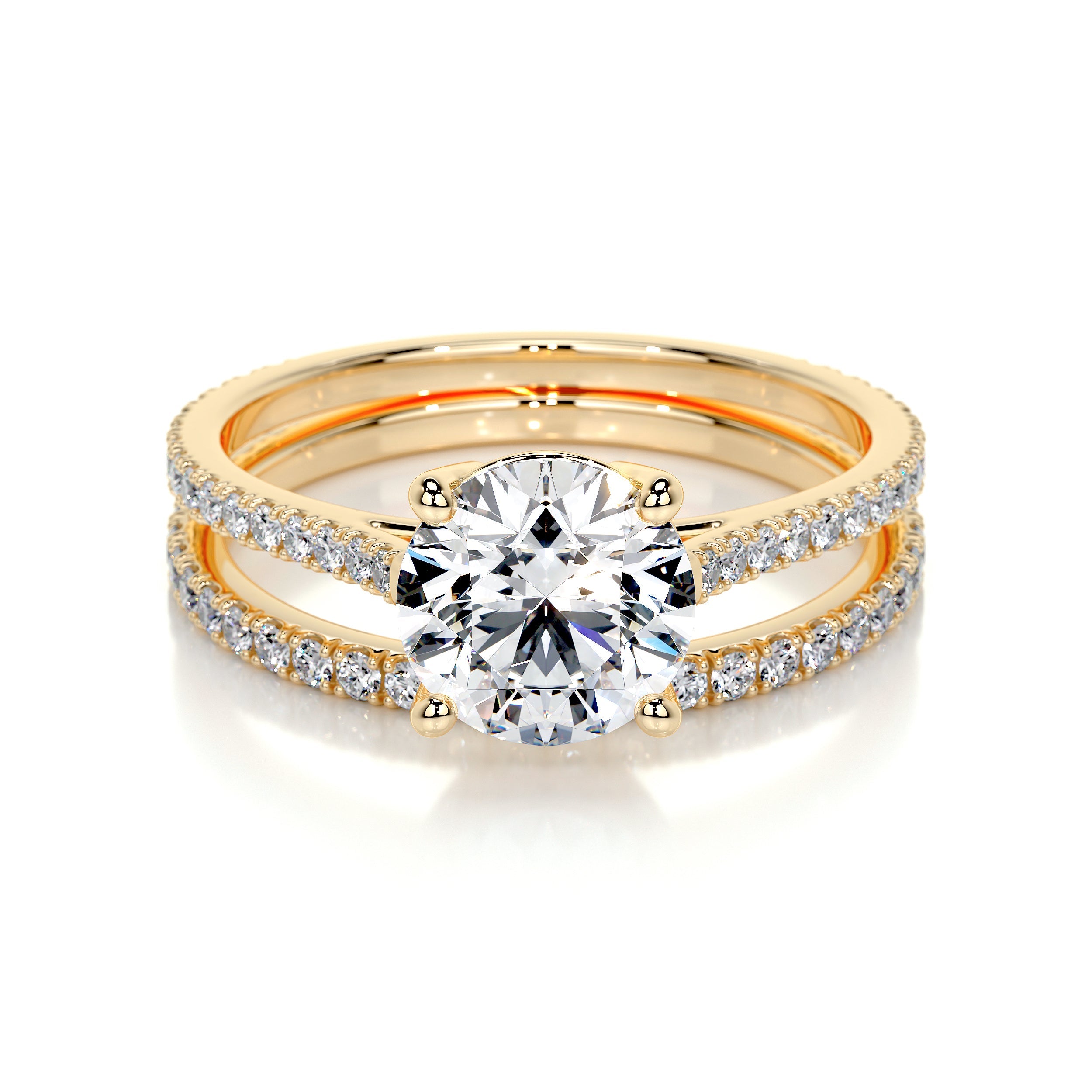 Anna Lab Grown Diamond Bridal Set   (2 Carat) -18K Yellow Gold