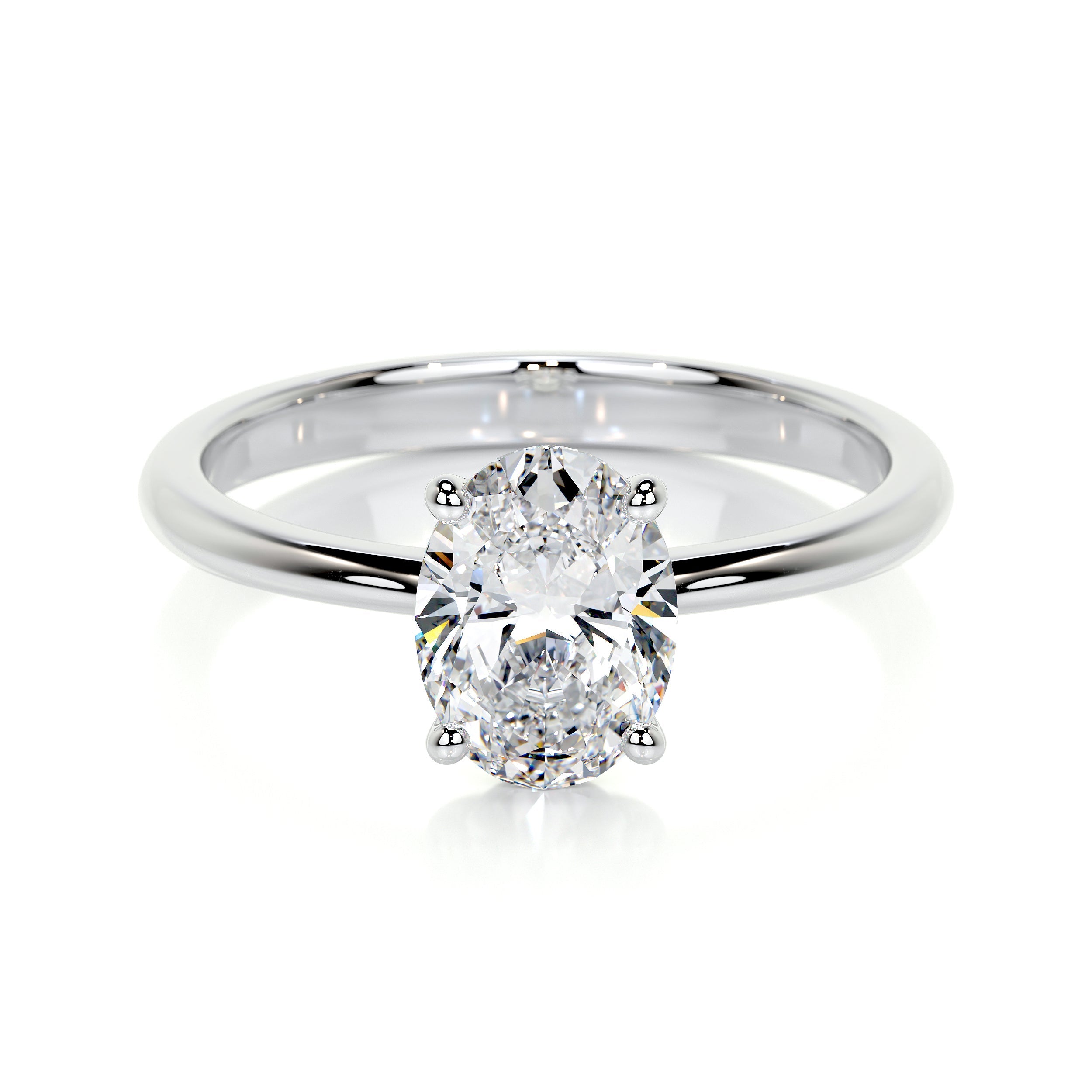 Oval 1 carat Lab Grown Diamond Ring in 14k white gold. Color: white