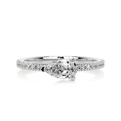 Chloe Pear Stacking Ring (0.75 Carat) -18K White Gold