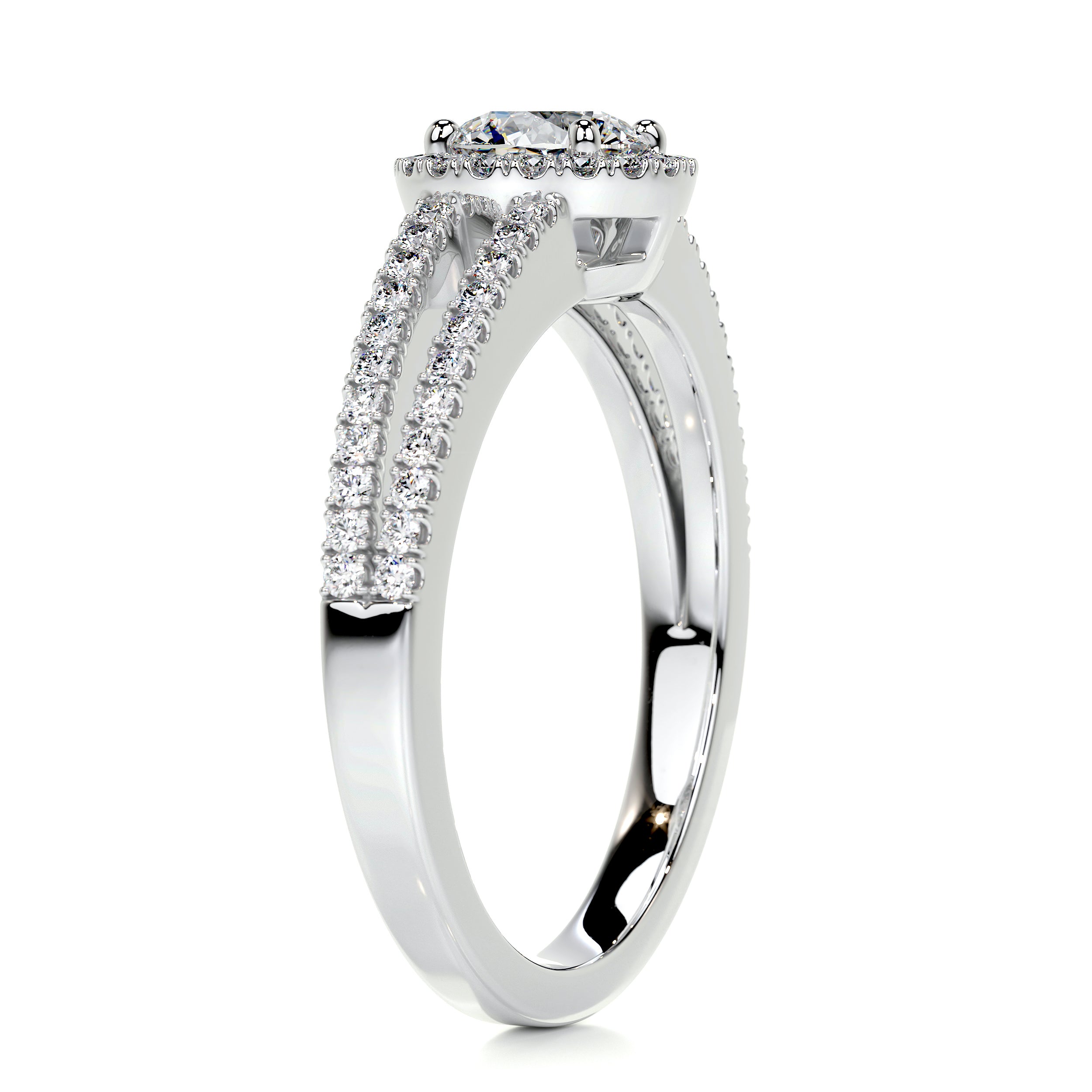 Ruby Diamond Engagement Ring   (0.80 Carat) -14K White Gold