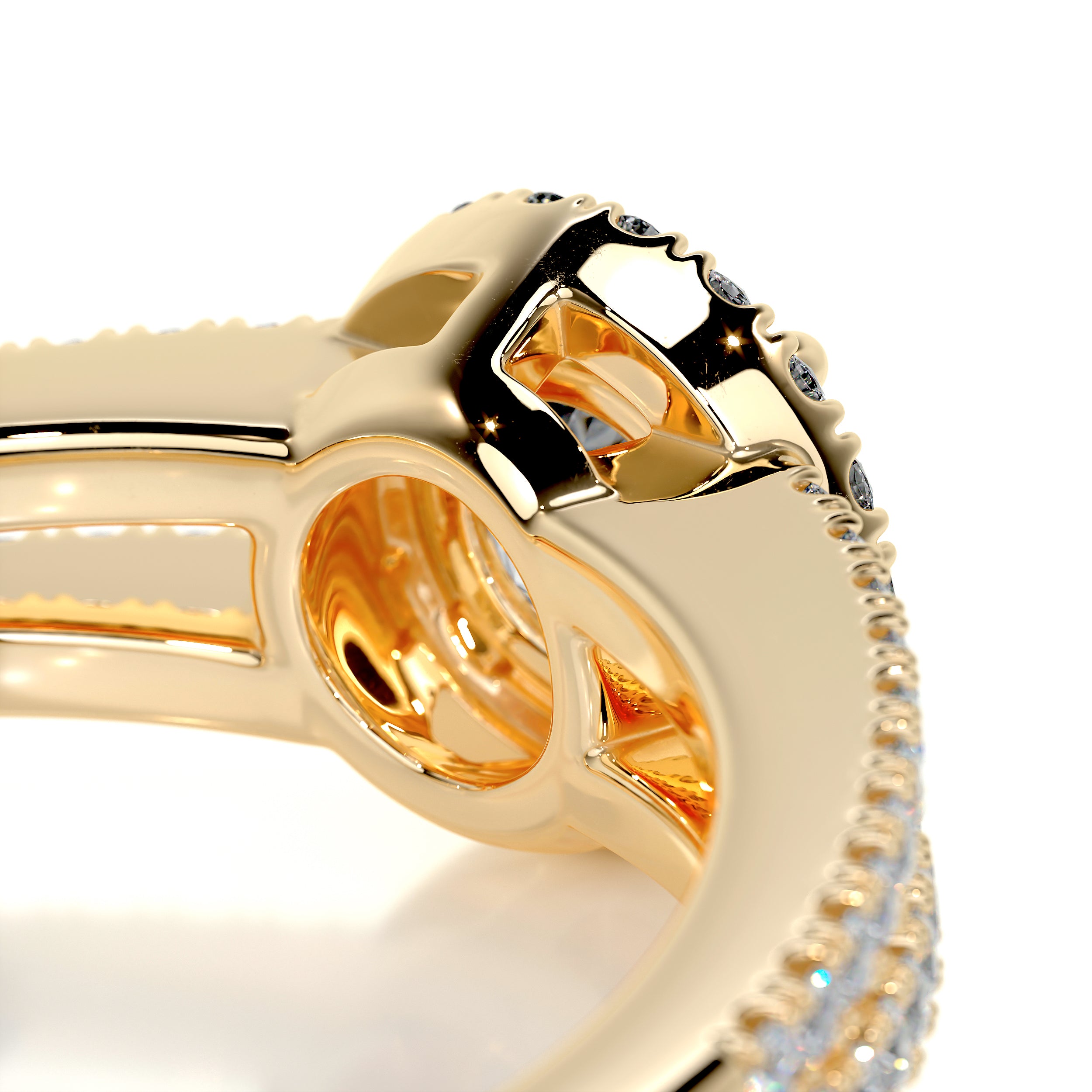 Ruby Diamond Engagement Ring   (0.80 Carat) -18K Yellow Gold