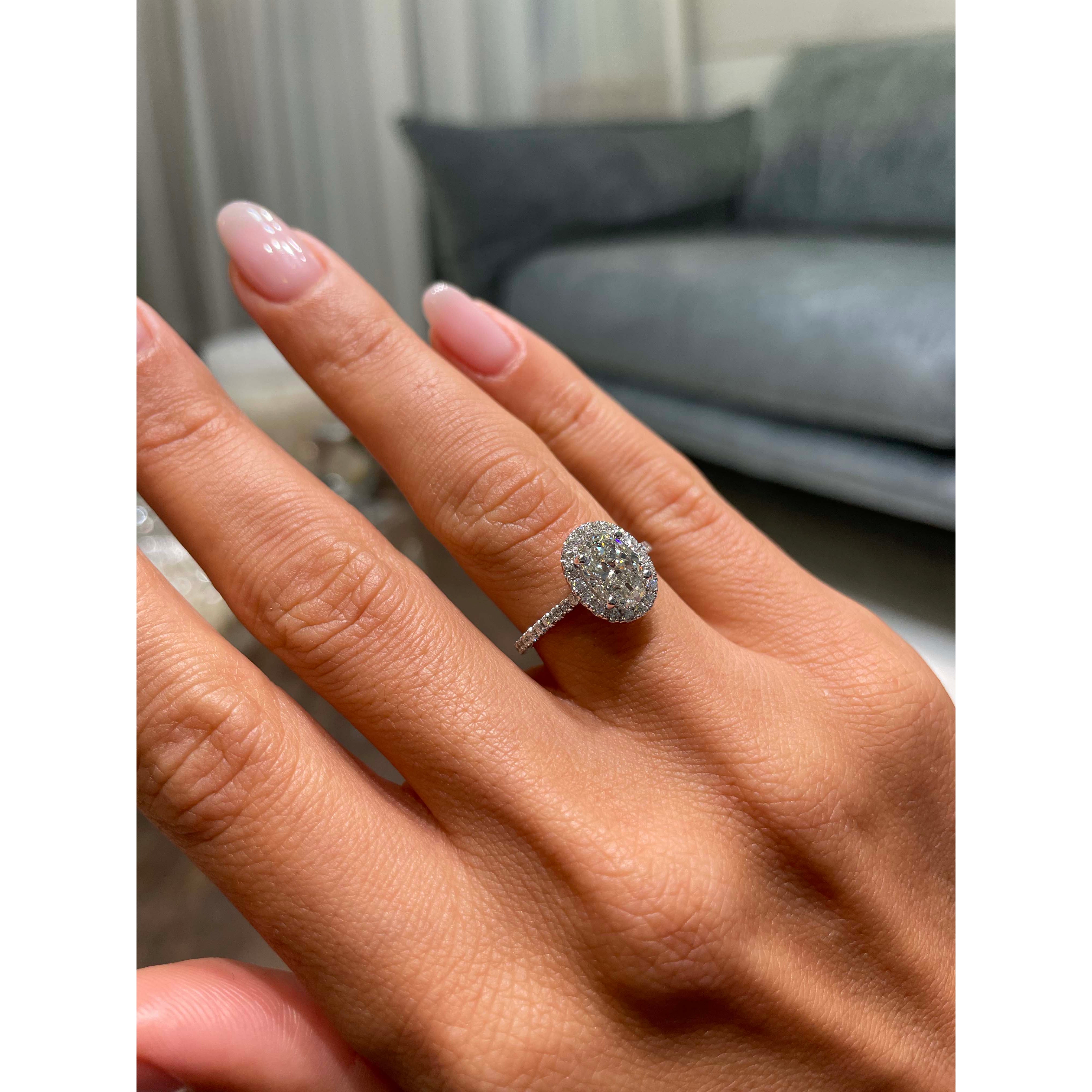 Maria Diamond Engagement Ring   (1.3 Carat) - 14K White Gold