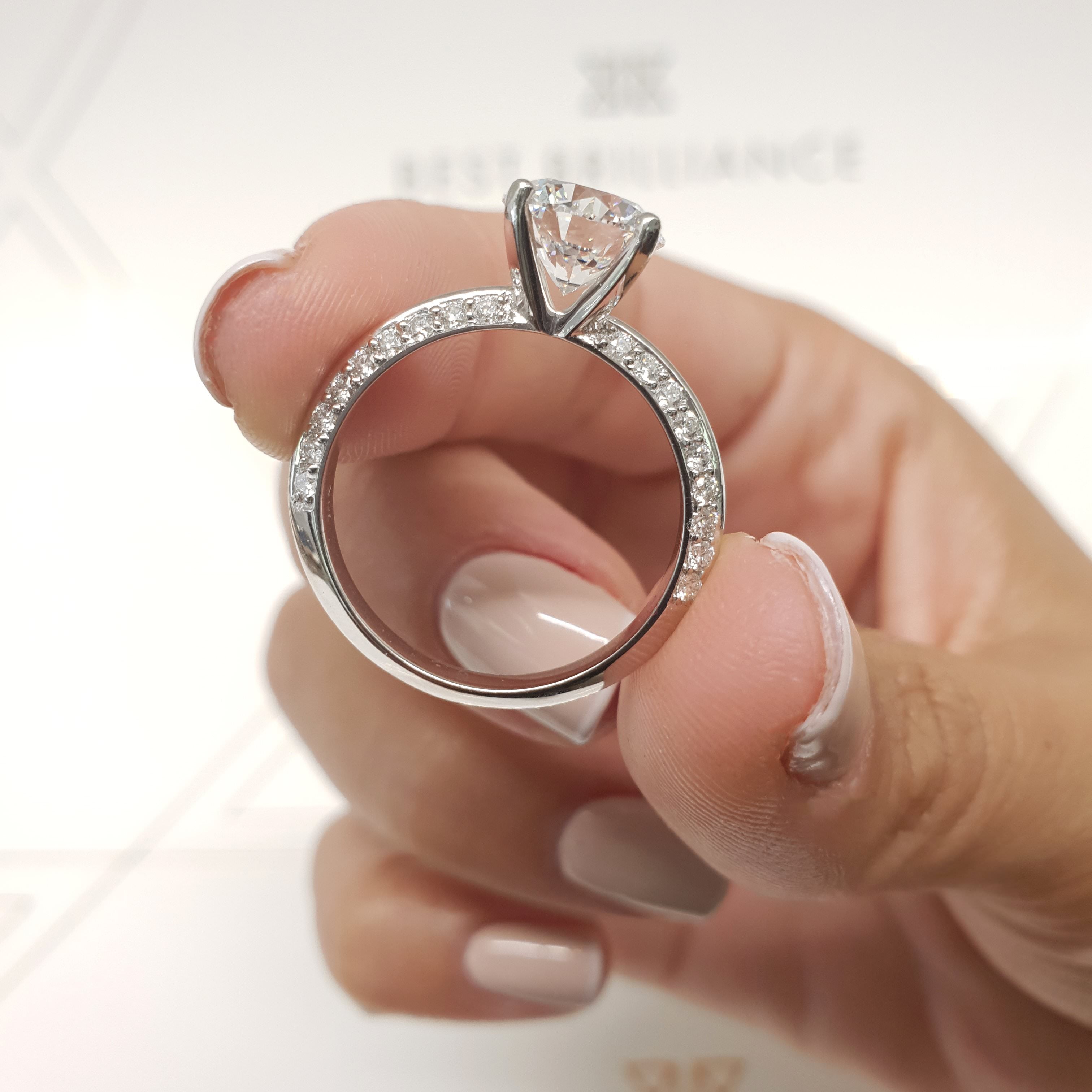 Ariana Diamond Engagement Ring   (2.3 Carat) -18K White Gold