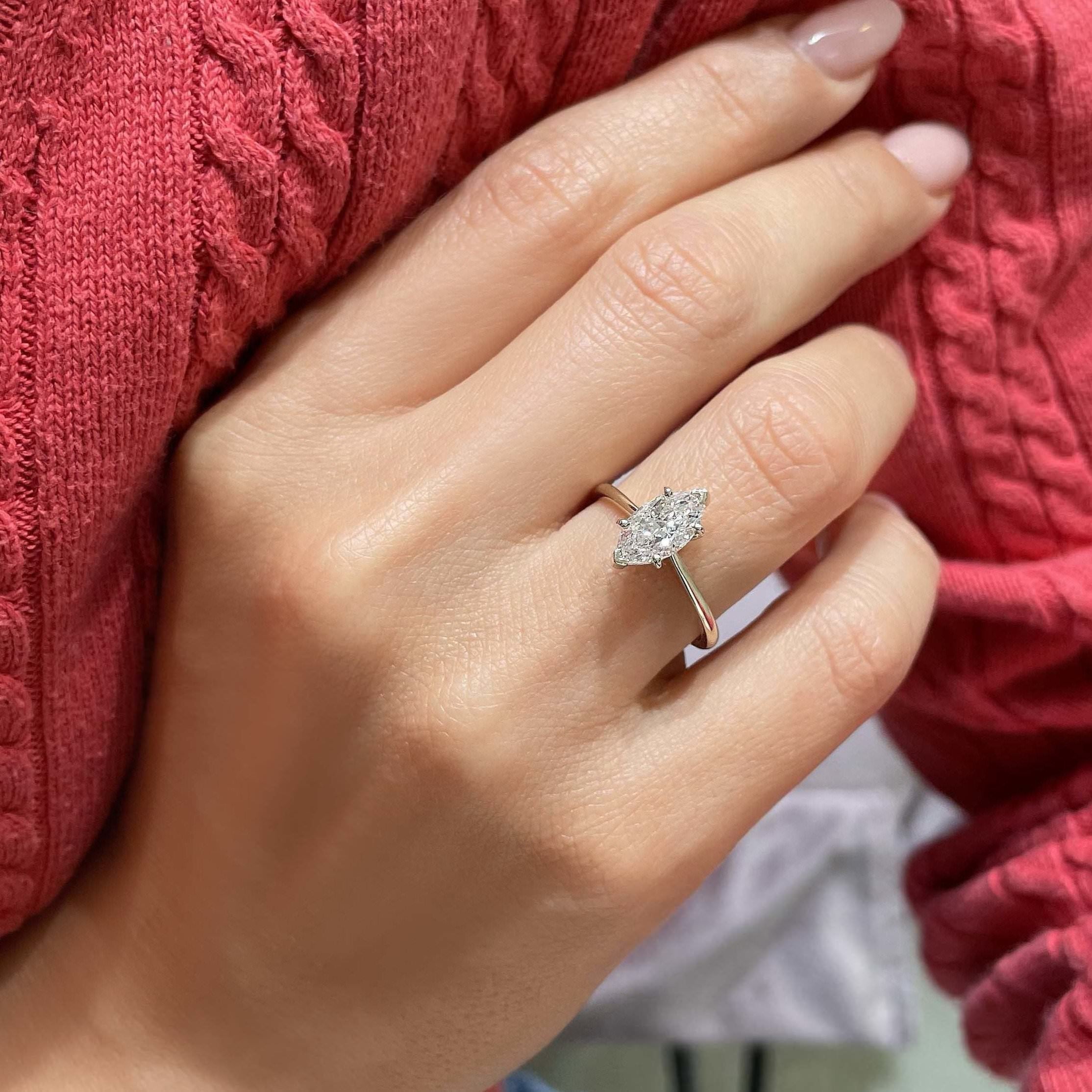 Which wedding band is your favorite with this Samantha Pear? 💍✨  #samantharing 1) Tori Ring 2) 2.6mm Floating Diamond Ring 3) Peti... |  Instagram