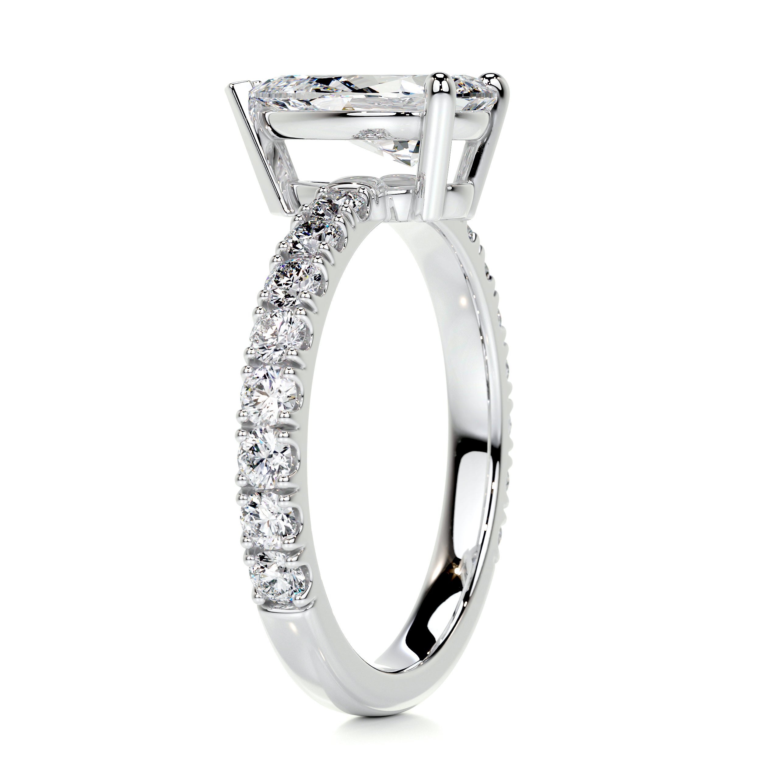 Hailey Diamond Engagement Ring   (2 Carat) -18K White Gold