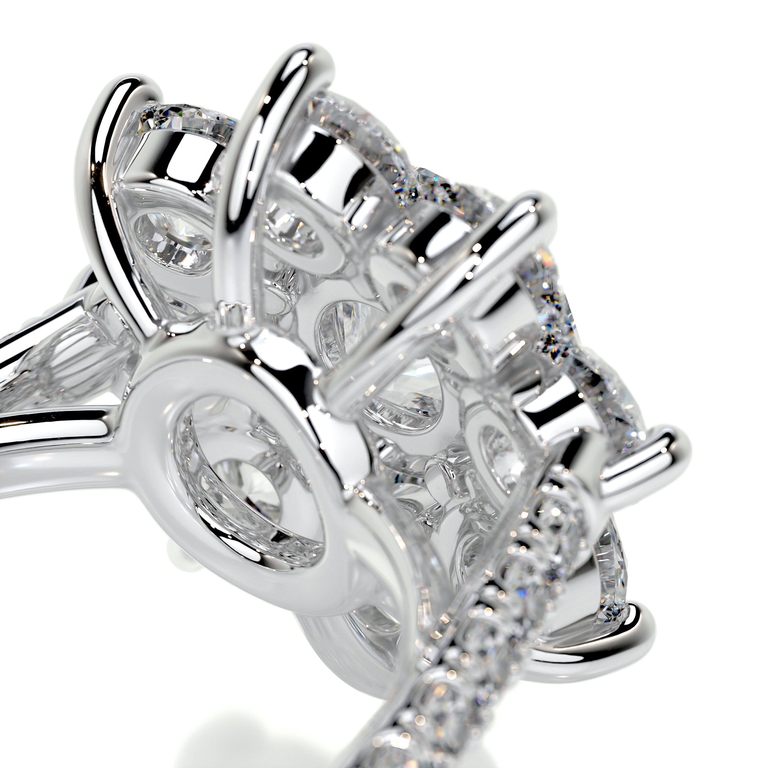 Star Cluster ring with diamonds and a 3 ct center mounting