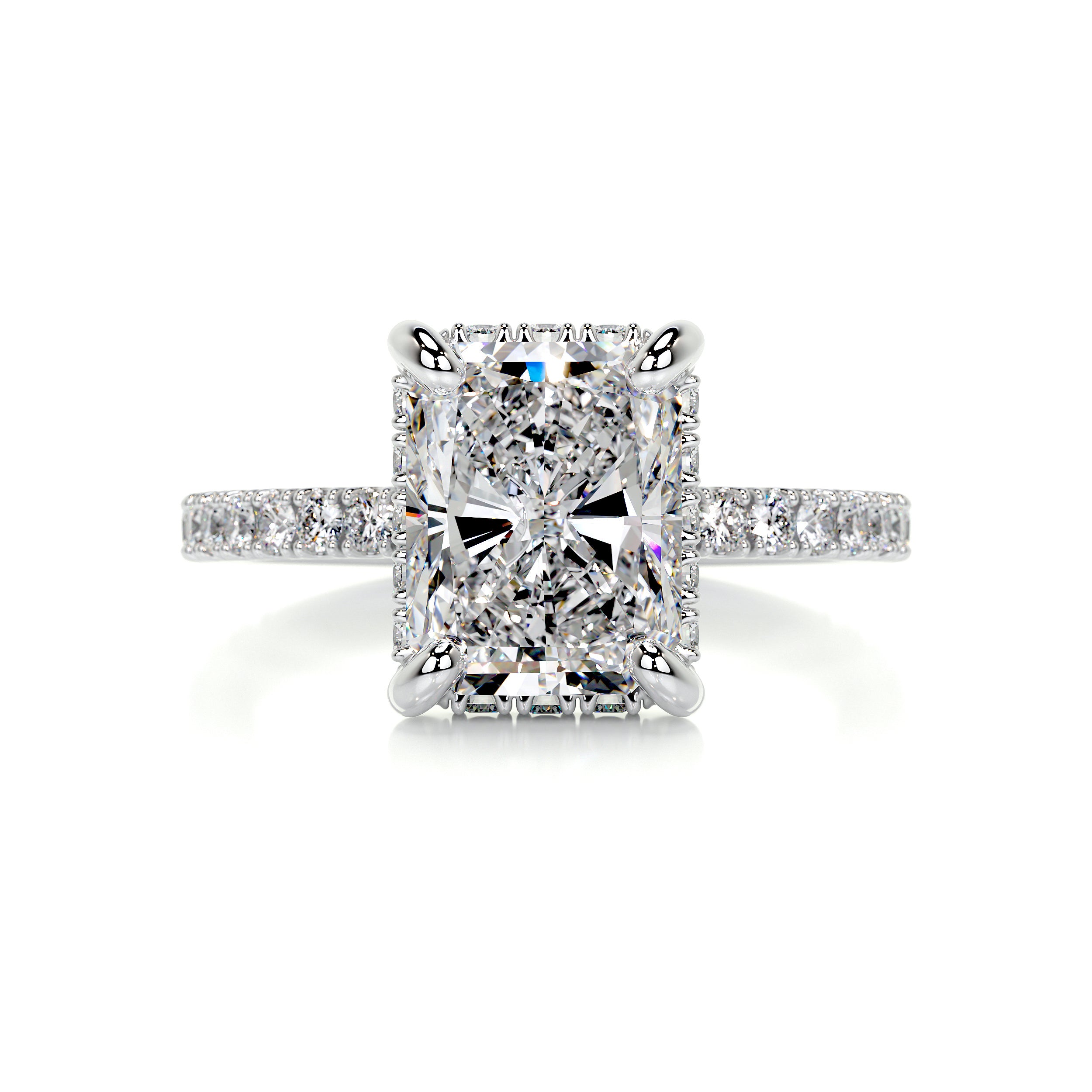 Luna Diamond Engagement Ring, Hidden Halo, 2.5 Carat, 14K White