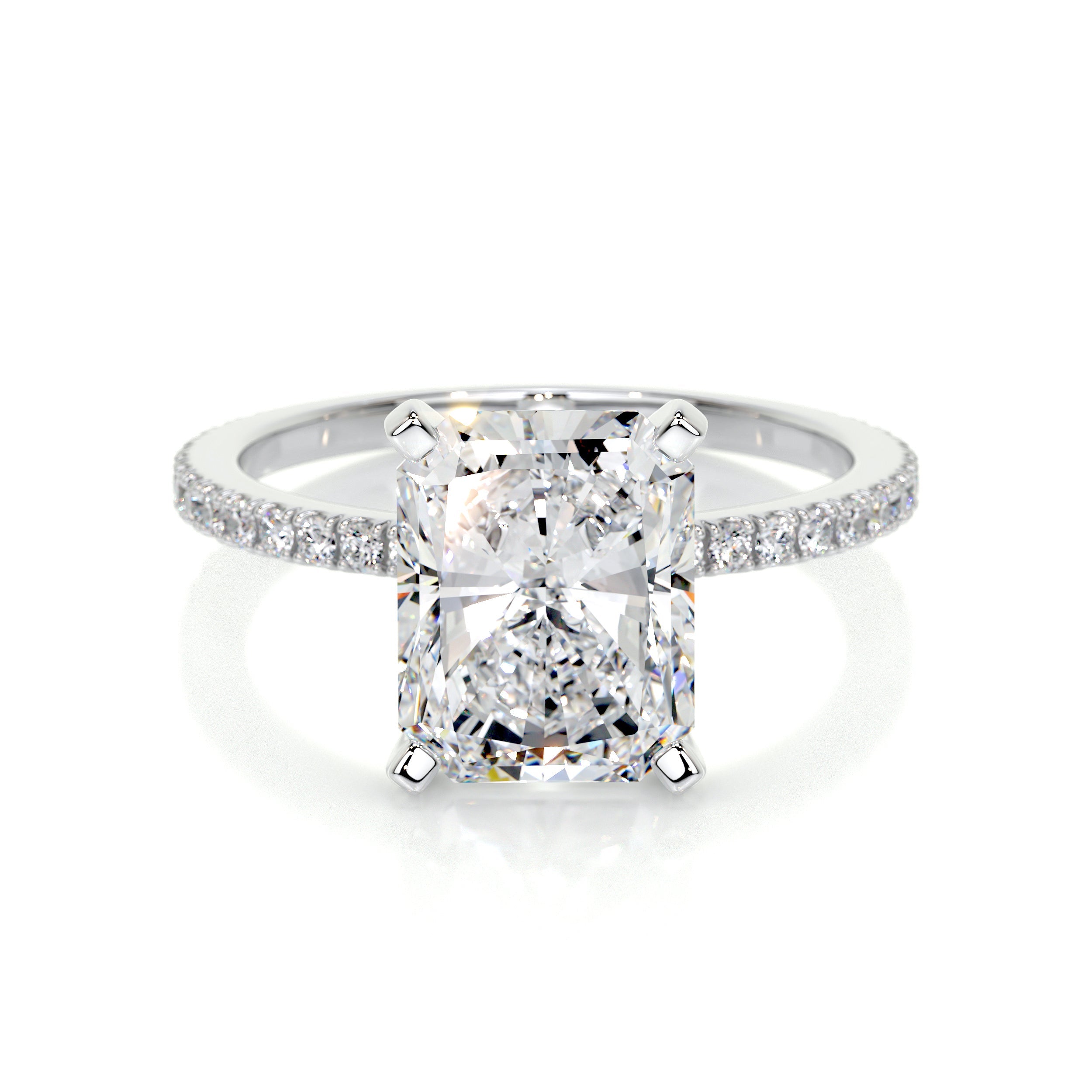 Lucille: Three Stone Emerald Cut Diamond Engagement Ring | Ken & Dana Design