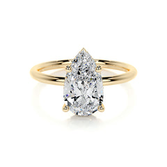 Willow Lab Grown Diamond Ring Pear - 18K Yellow Gold