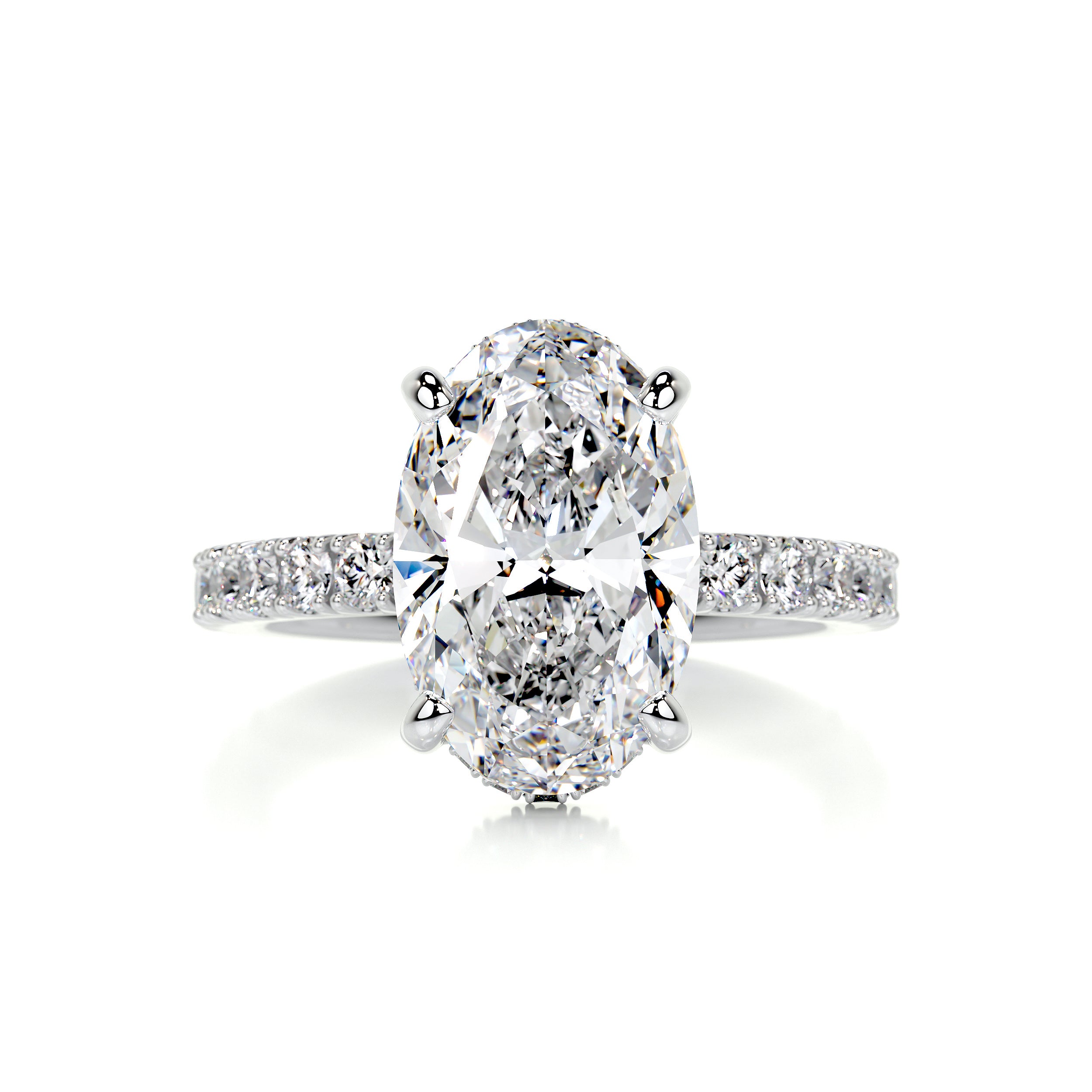 1.6 Ct. Oval Cut Natural Diamond Thin Hidden Halo Pave Diamond Engagement  Ring (GIA Certified) | Diamond Mansion