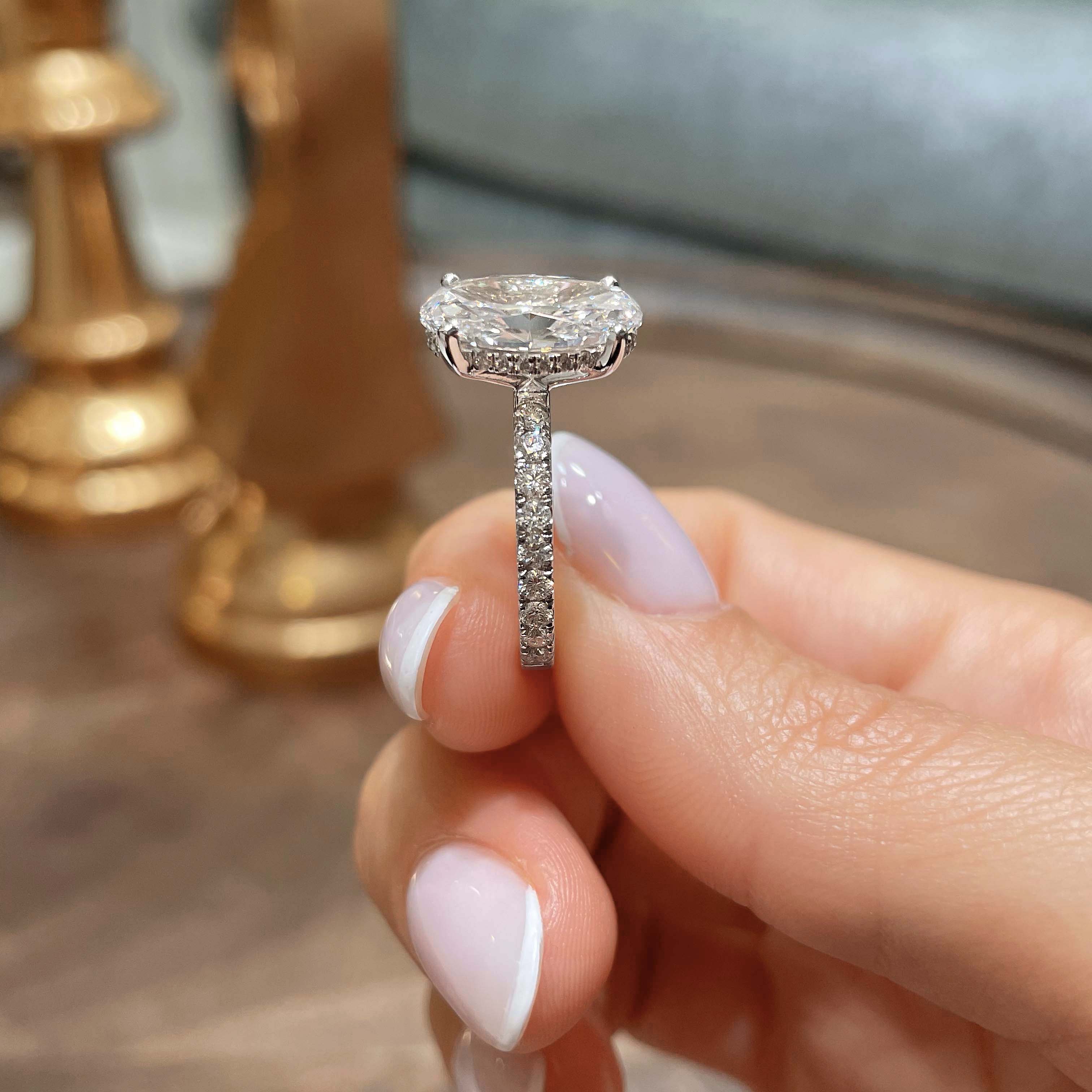 Lucy Diamond Engagement Ring, Hidden Halo, 3.5 Carat, 18K White Gold – Best  Brilliance