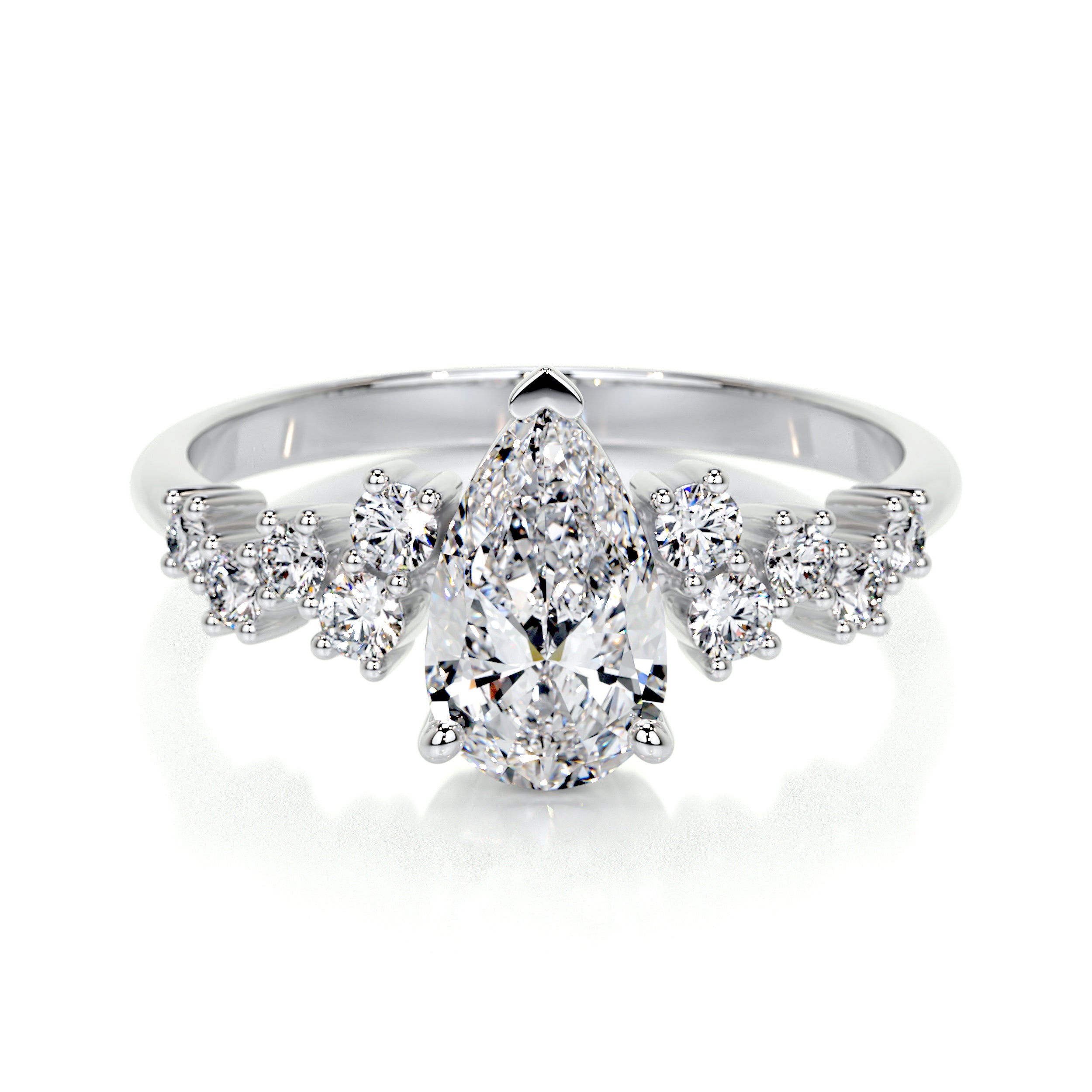 Leina - 14k White Gold 1.5 Carat Pear Shape Bypass Natural Diamond  Engagement Ring @ $2000