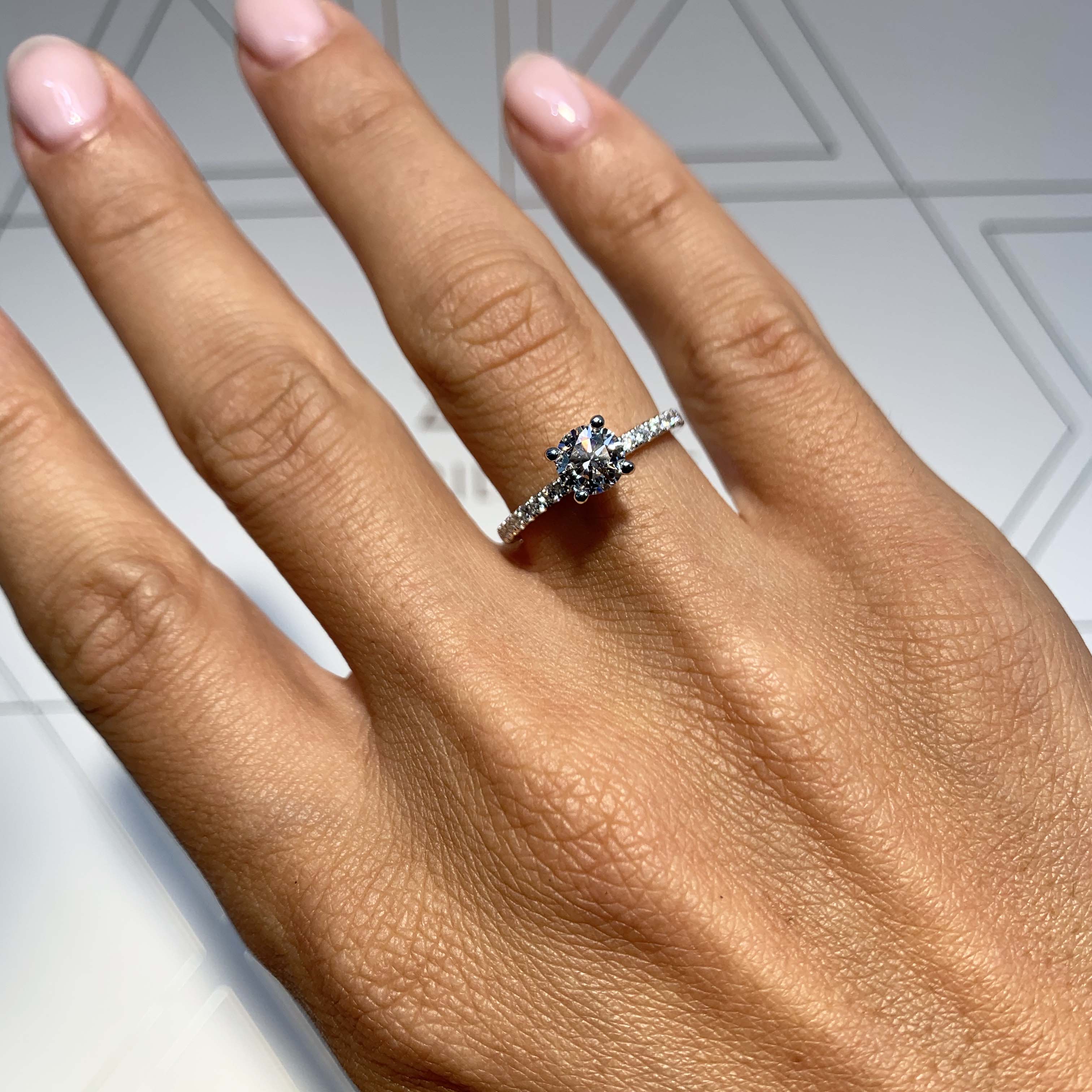 Vivienne Diamond Engagement Ring   (0.8 Carat) - 14K White Gold