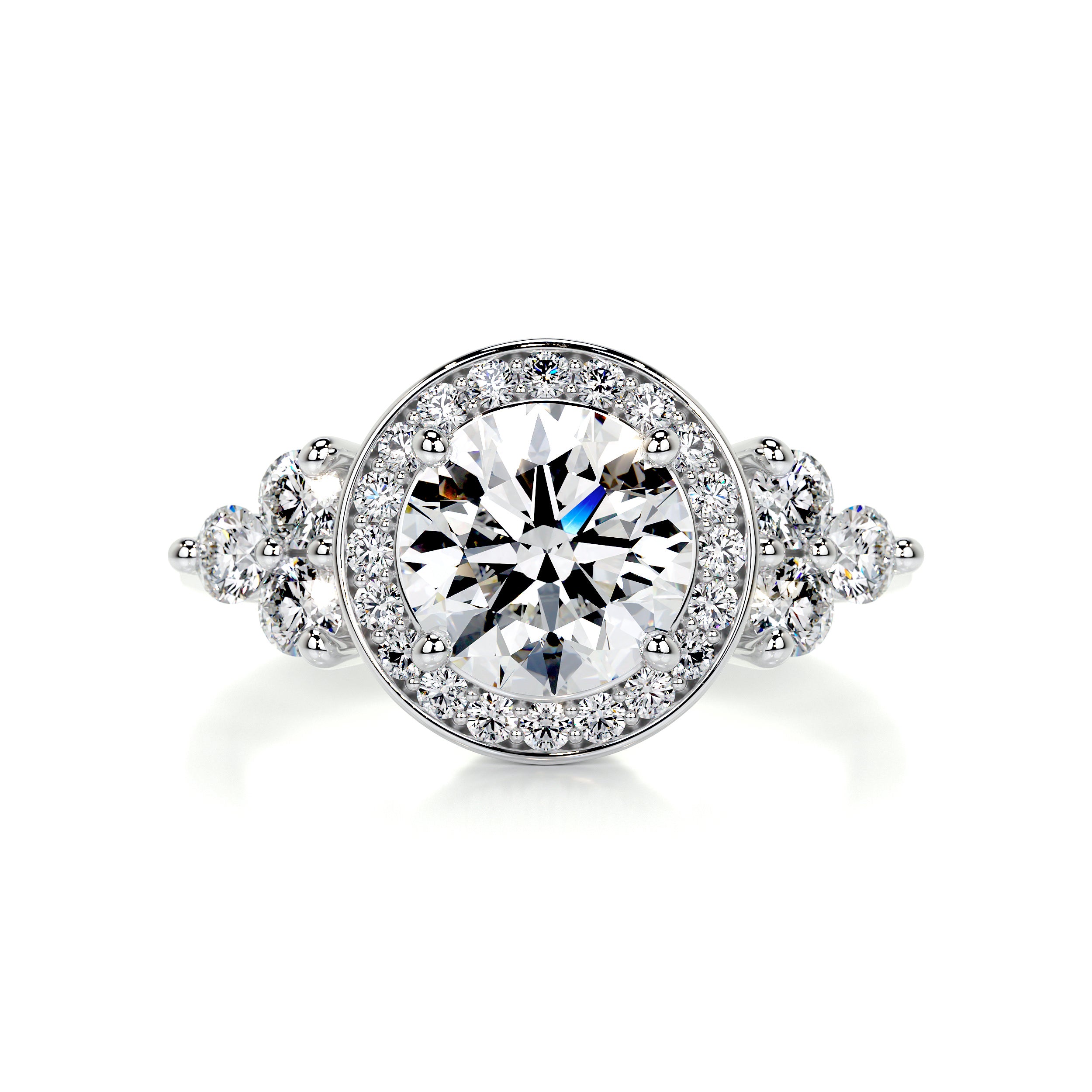 Ivy Vintage Diamond Engagement Ring   (2 Carat) -18K White Gold