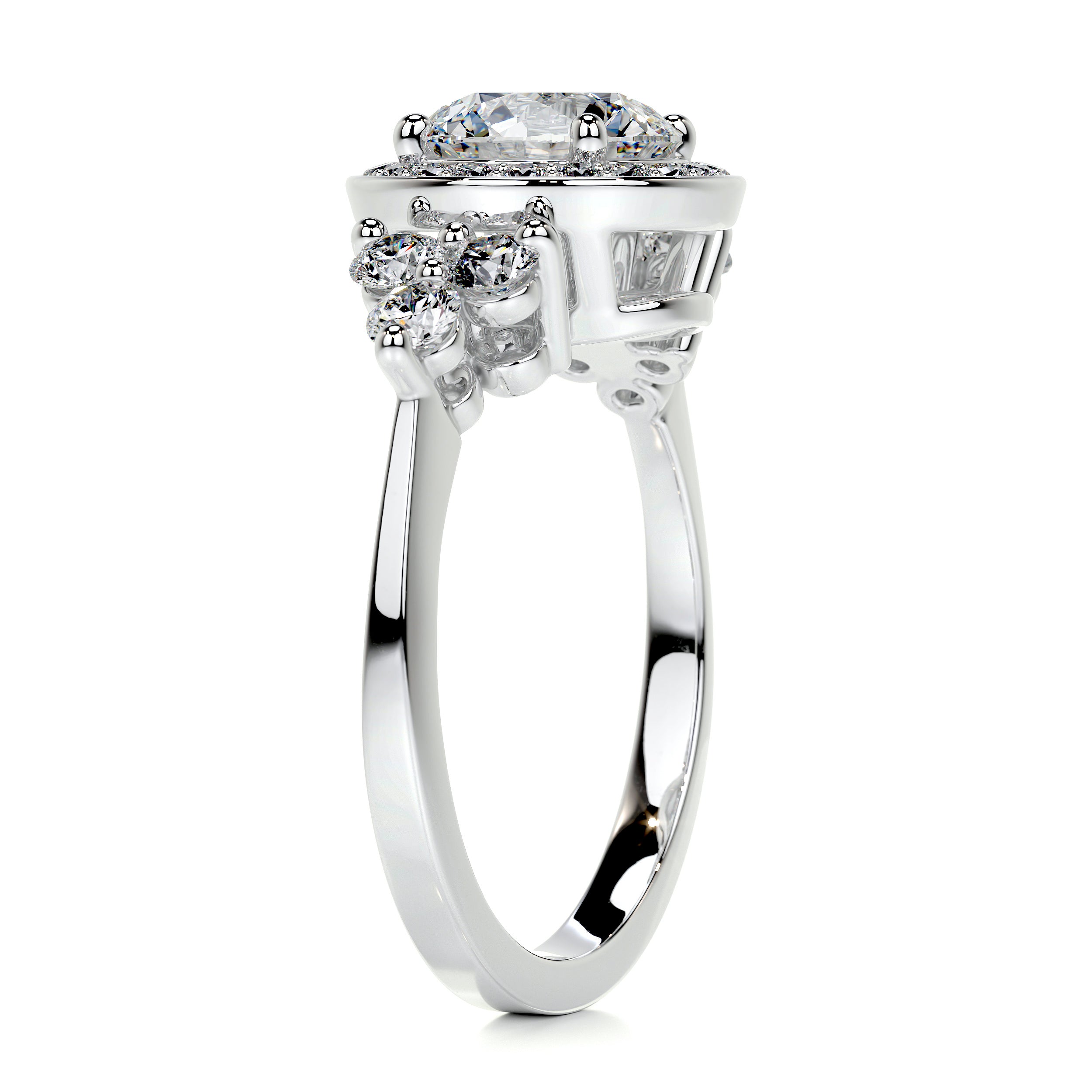 Ivy Vintage Diamond Engagement Ring   (2 Carat) -14K White Gold