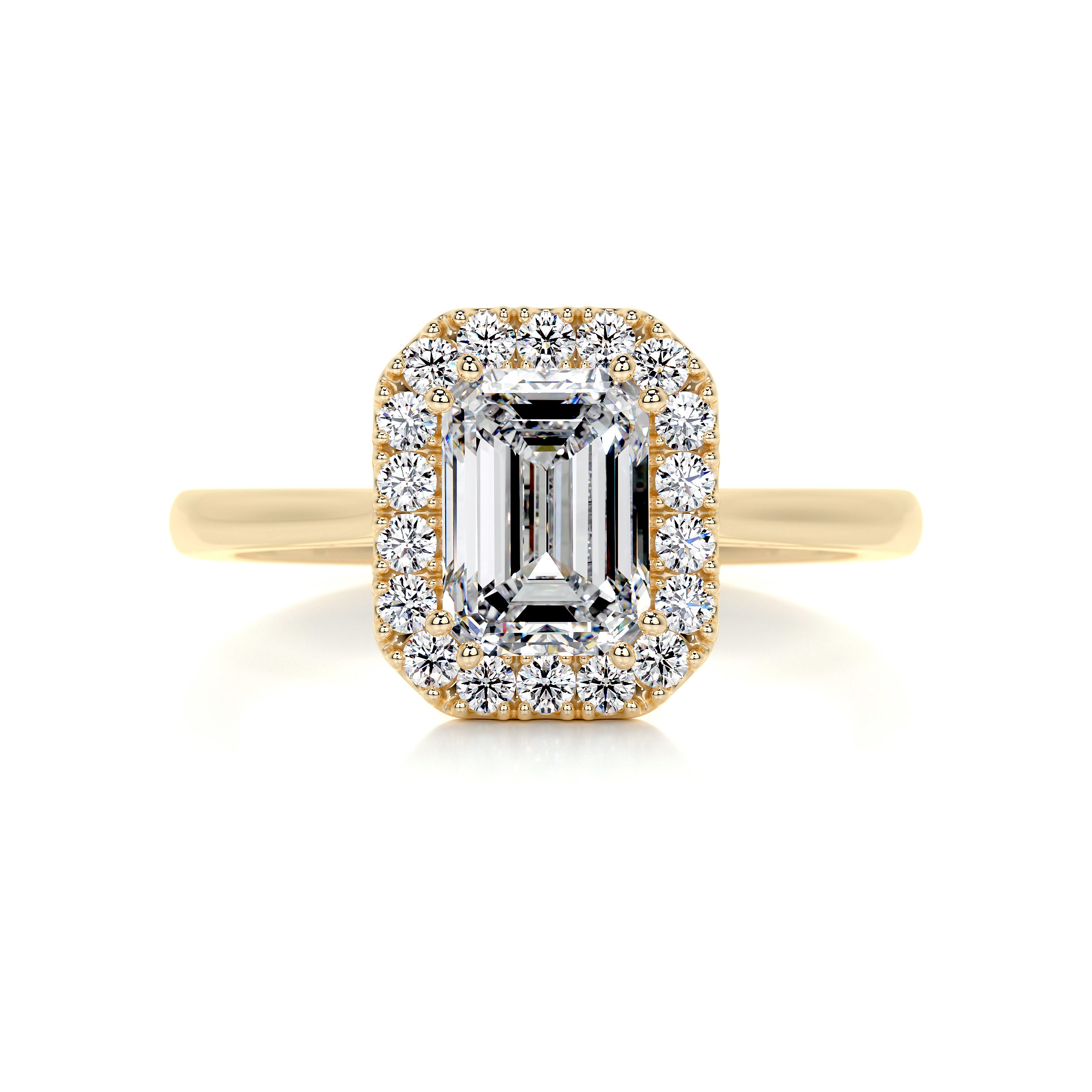 Lot - 18K gold diamond mounted ring. 3 central square cut stones