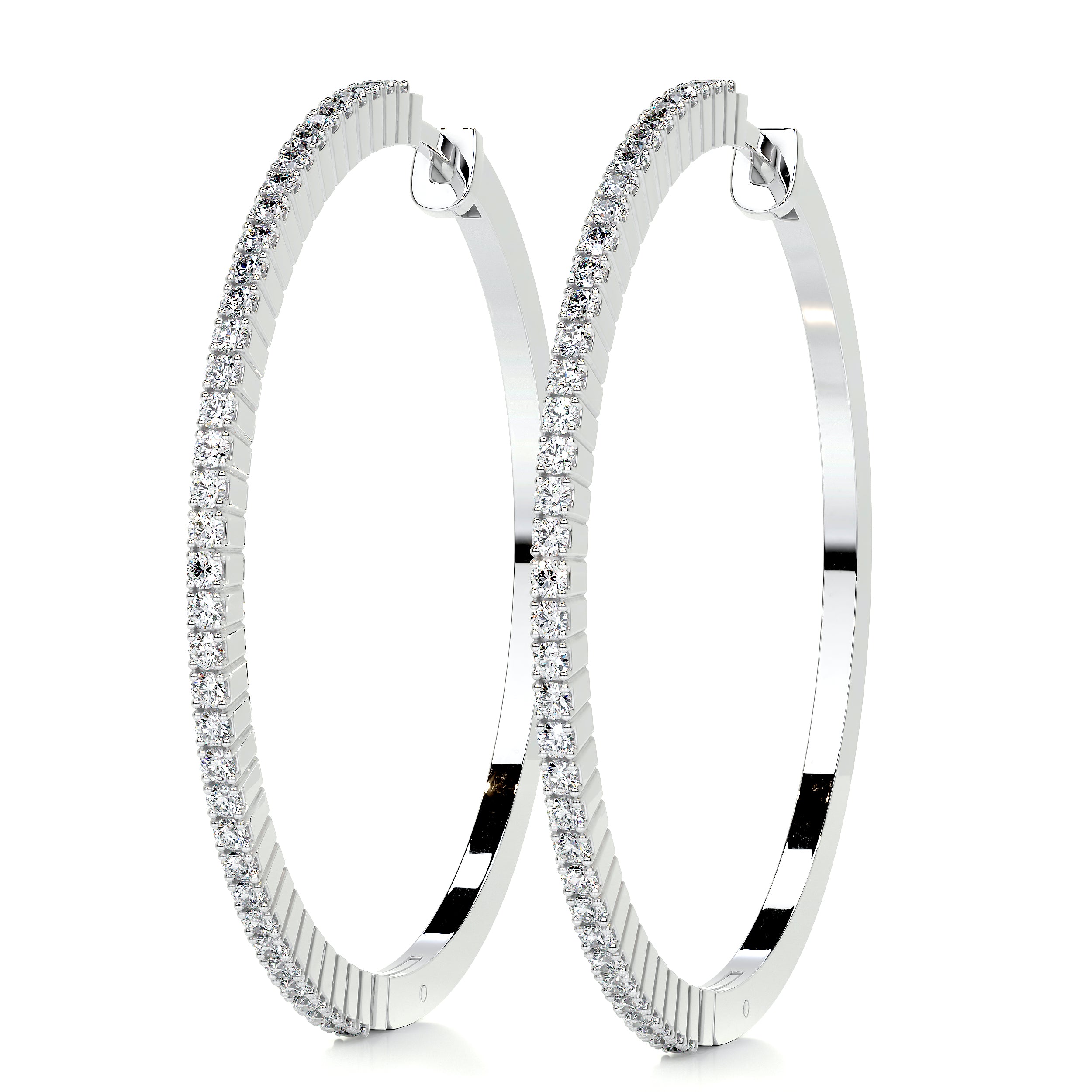 Cali Hoop Lab Grown Diamond Earrings   (0.6 Carat) -14K White Gold