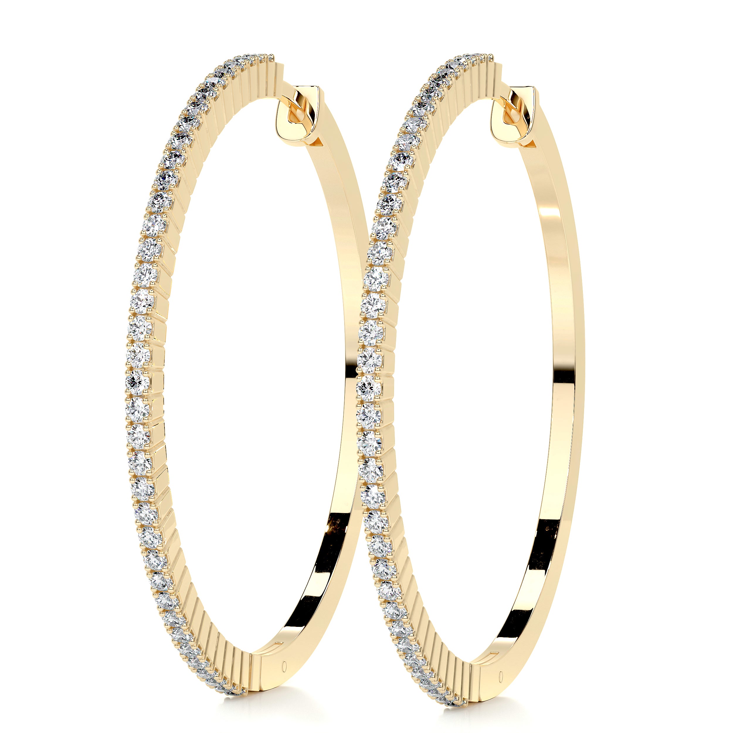 Cali Hoop Lab Grown Diamond Earrings   (0.6 Carat) -18K Yellow Gold