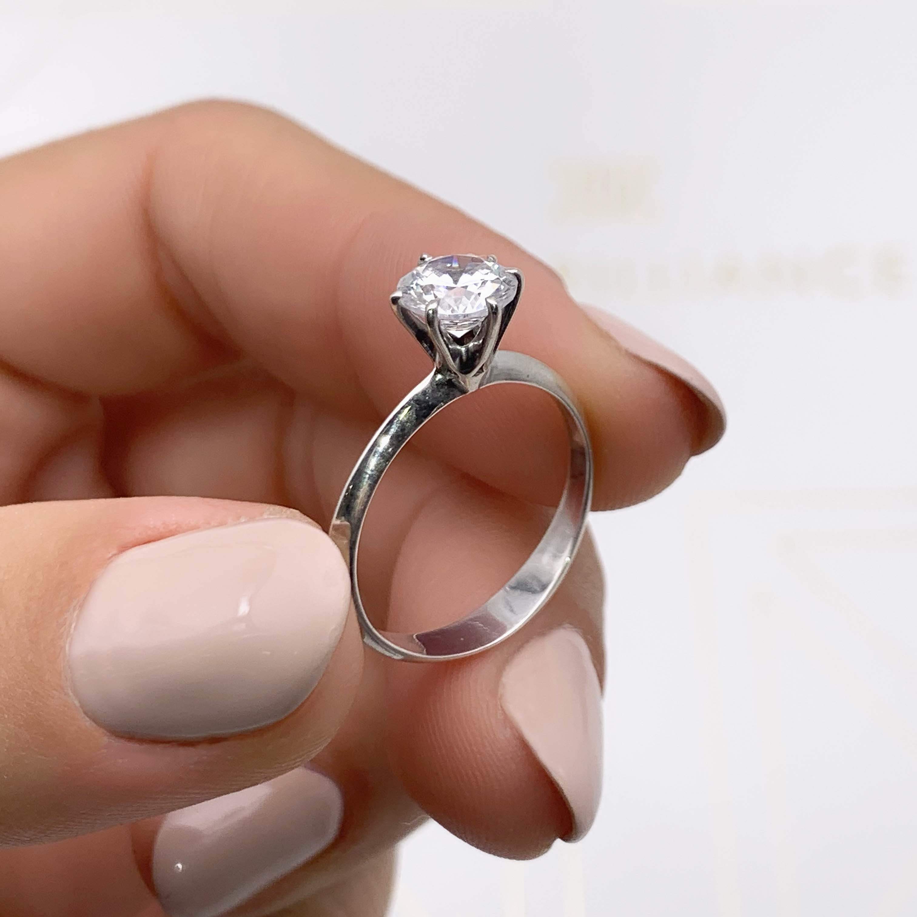 Samantha Diamond Engagement Ring   (1 Carat) -14K White Gold