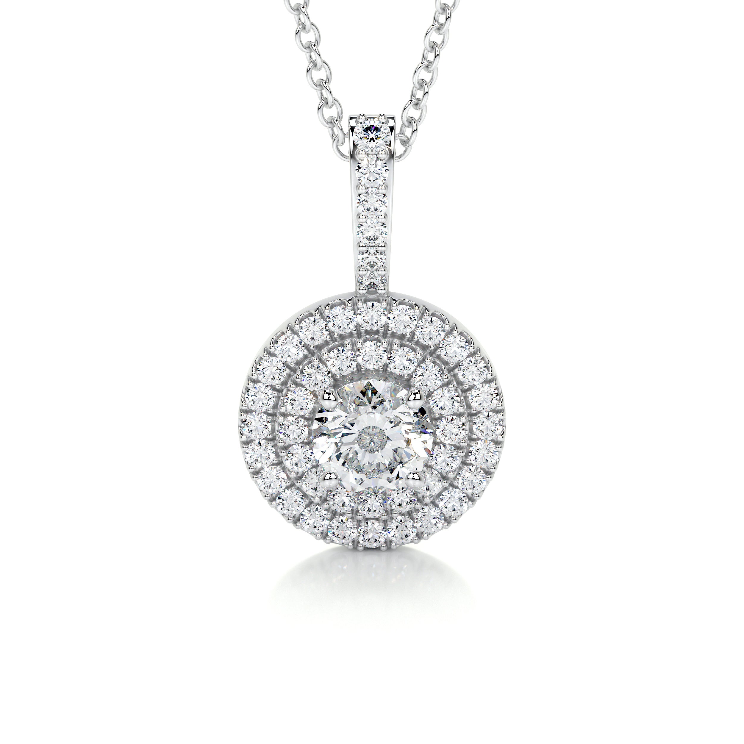 Round halo deals diamond necklace