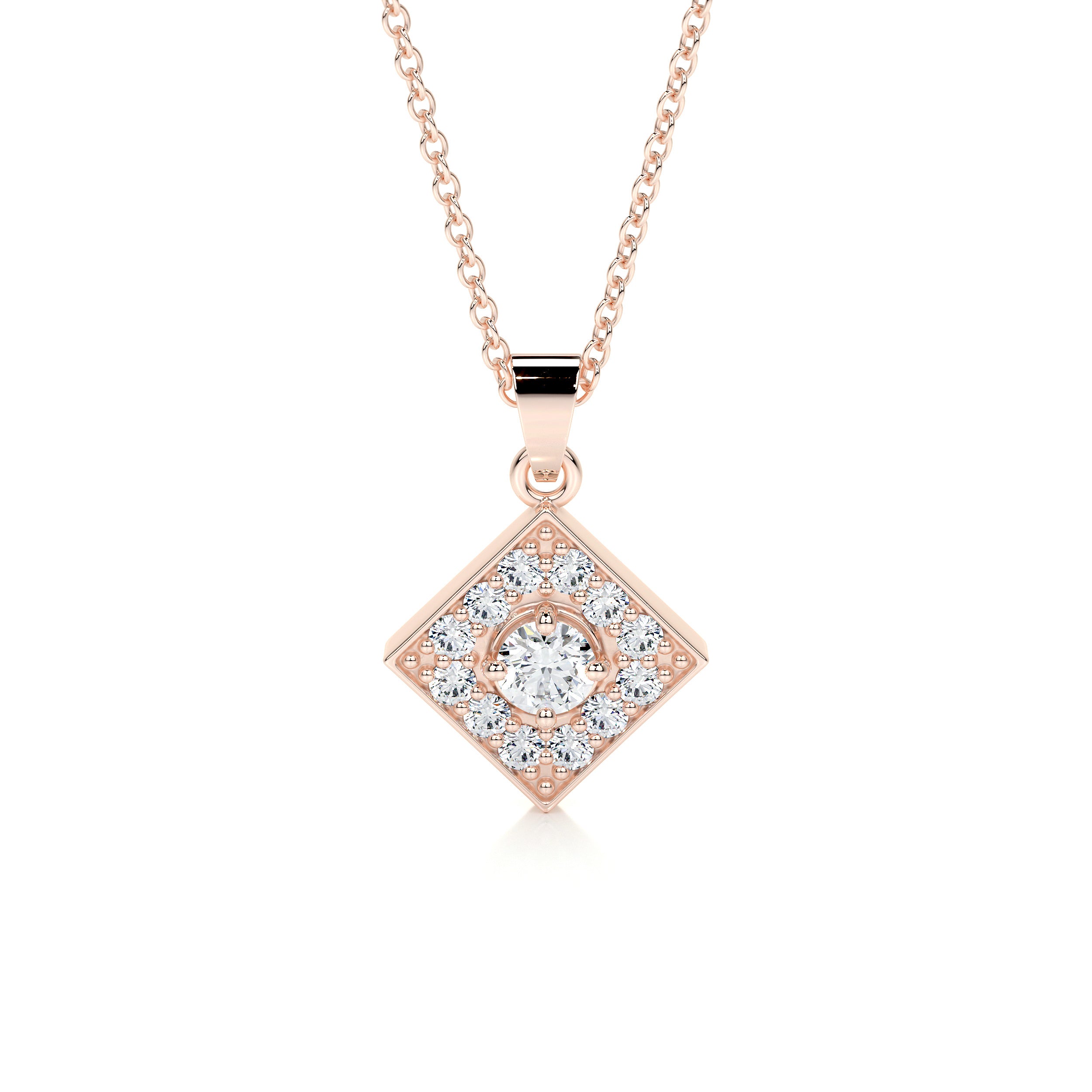 Bella V pendant, Round cut, Pink, Rose gold-tone plated | Swarovski