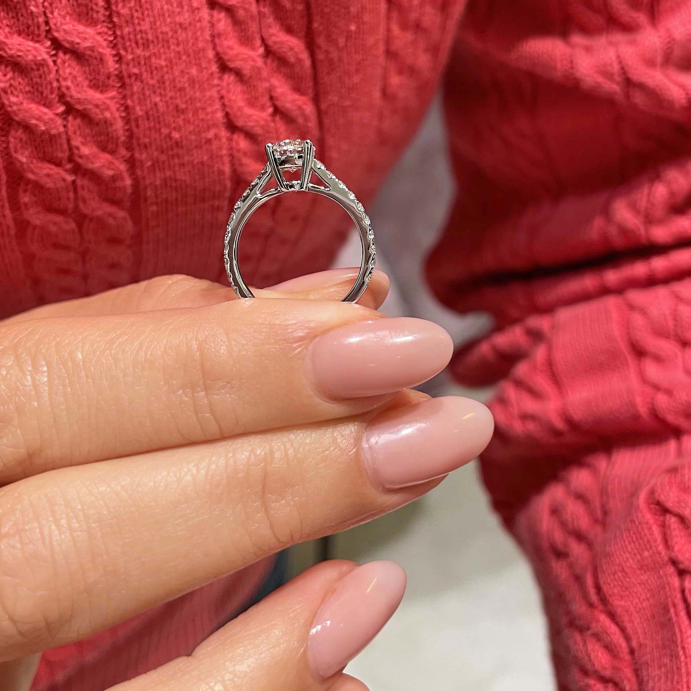 Aria Diamond Engagement Ring   (1 Carat) -18K White Gold