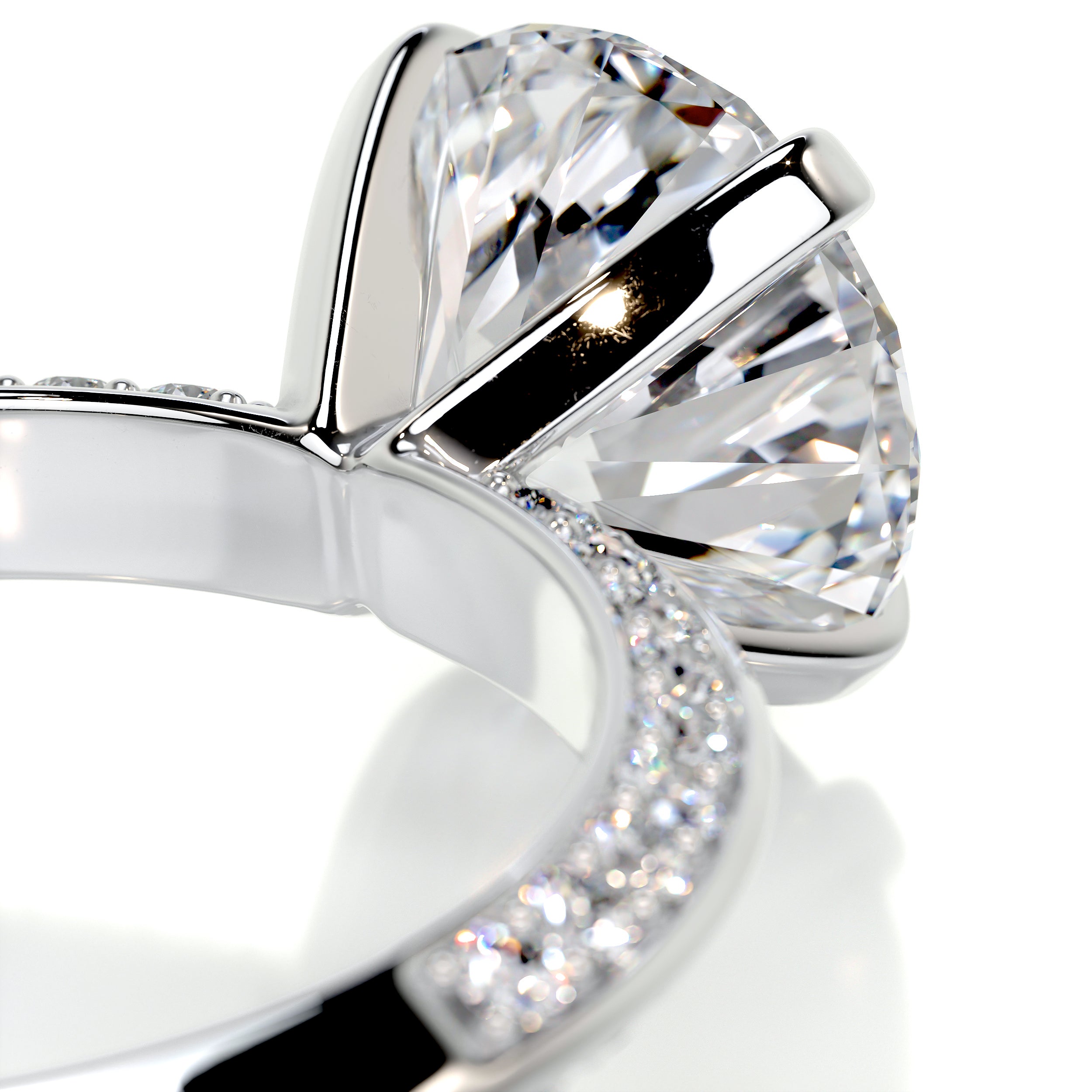 Ariana Diamond Engagement Ring   (4.5 Carat) -18K White Gold