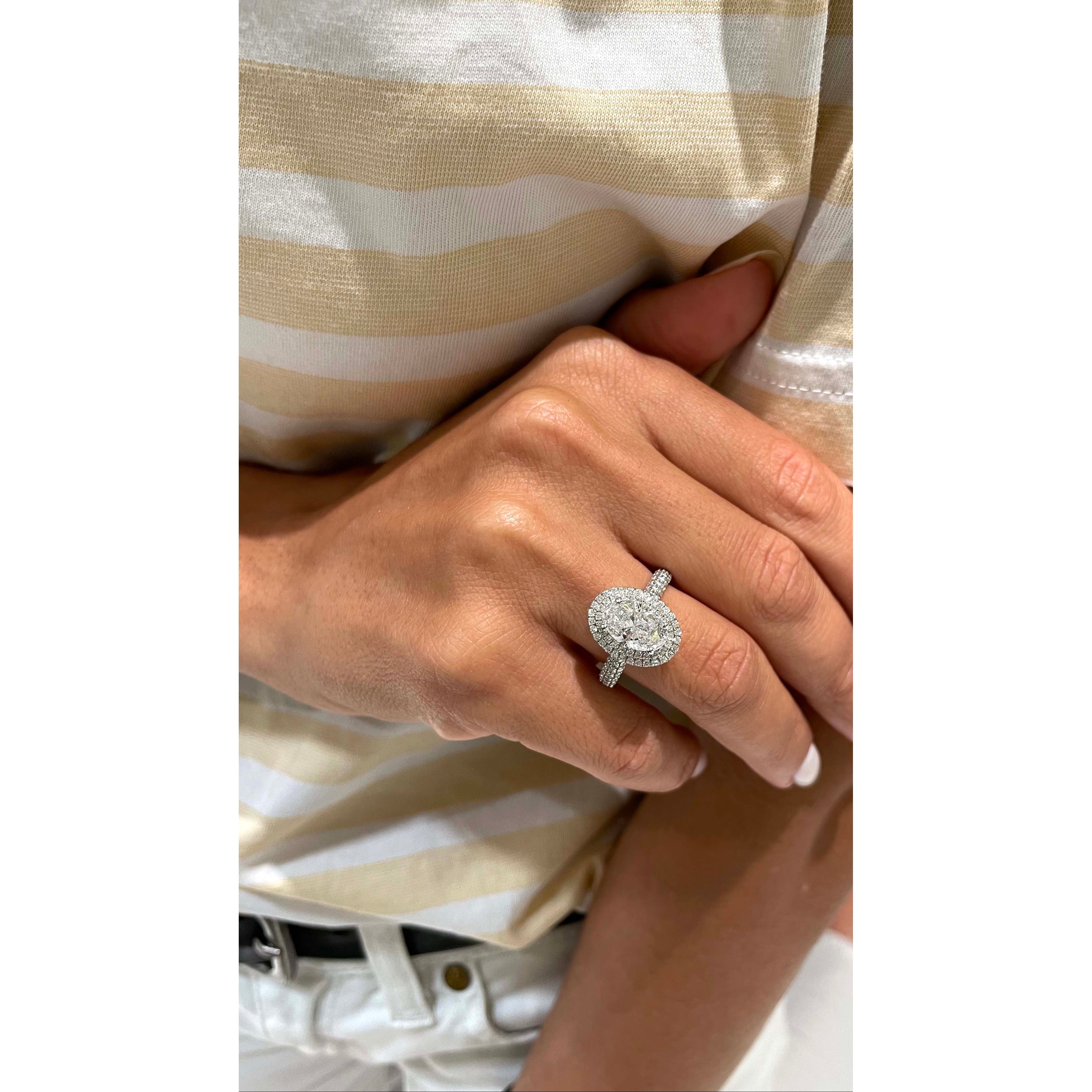Nora Diamond Engagement Ring   (3 Carat) -14K White Gold