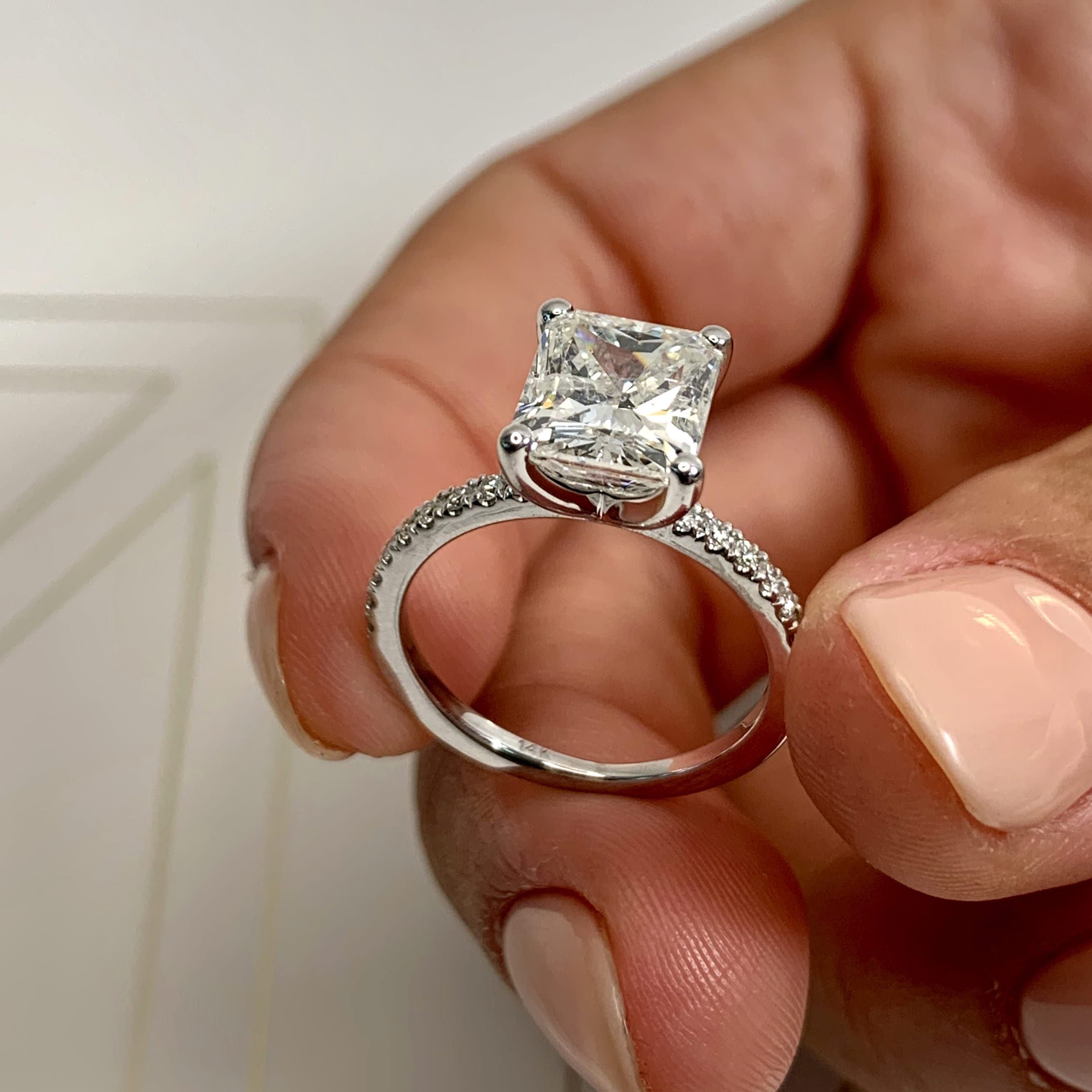 Audrey Diamond Engagement Ring   (3.30 Carat) -18K White Gold