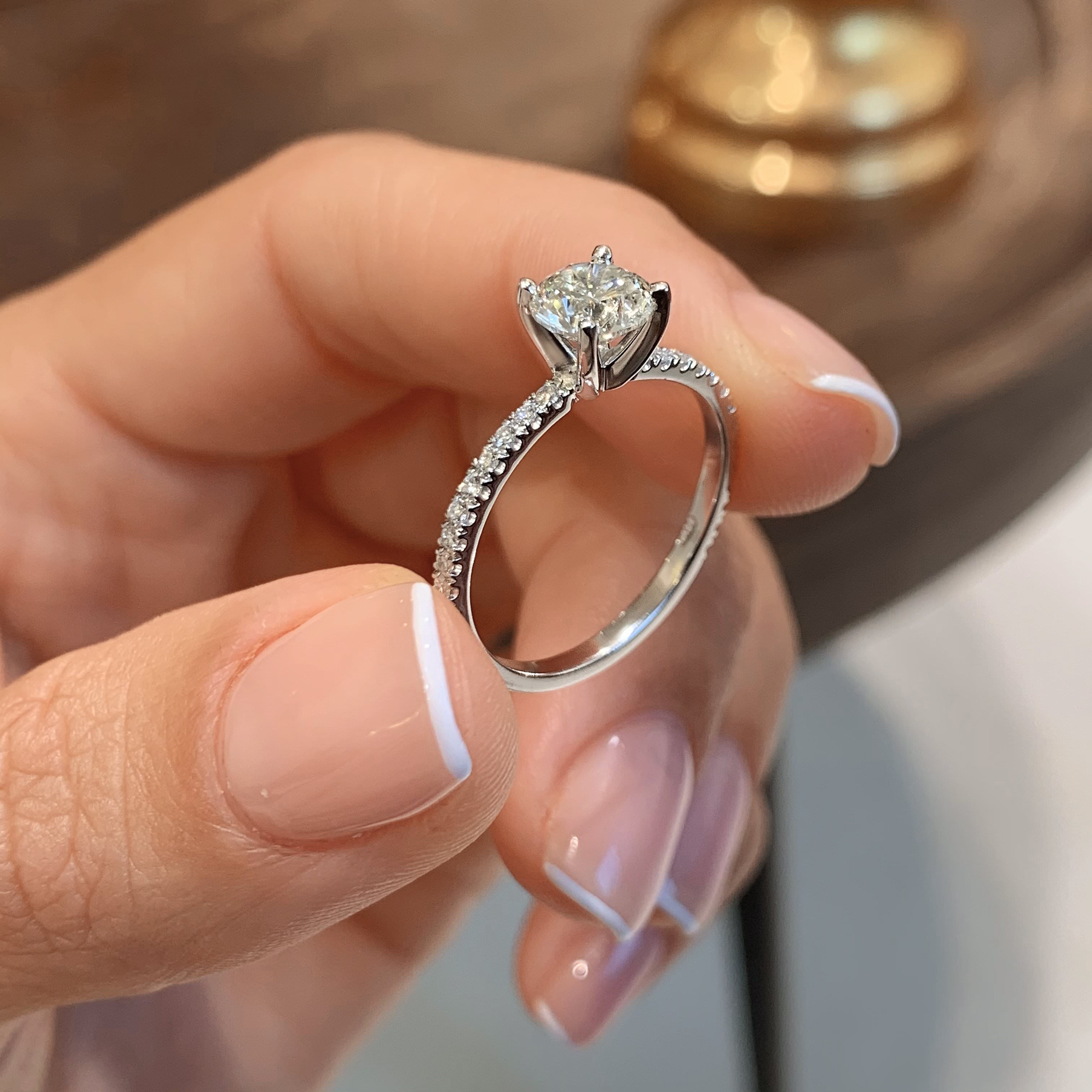 Stephanie Lab Grown Diamond Ring -Platinum, Pave, 1.3 Carat