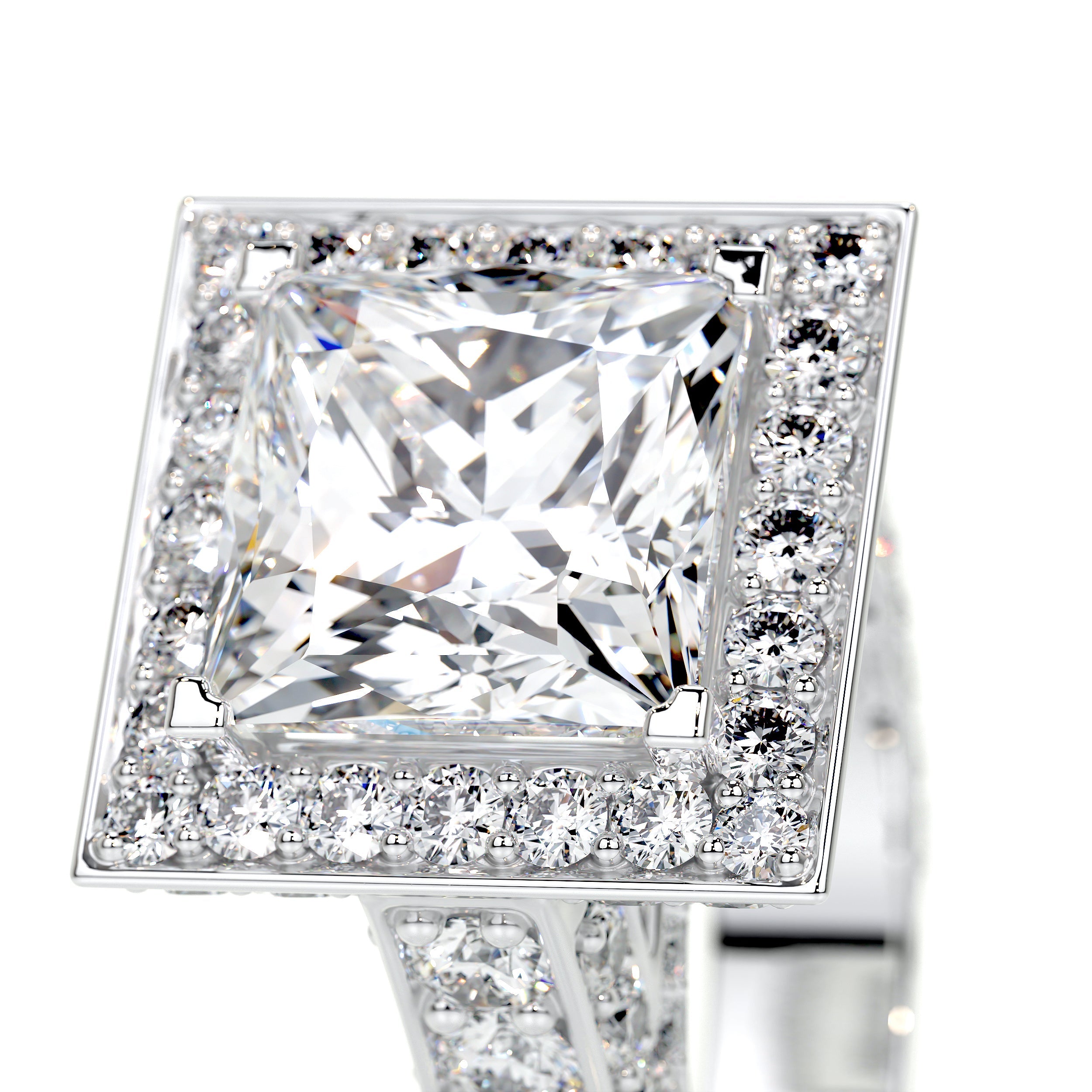 Oval Cut Three Row Diamond Engagement Ring with Diamond Halo – VALENTINA  FINE JEWELLERY