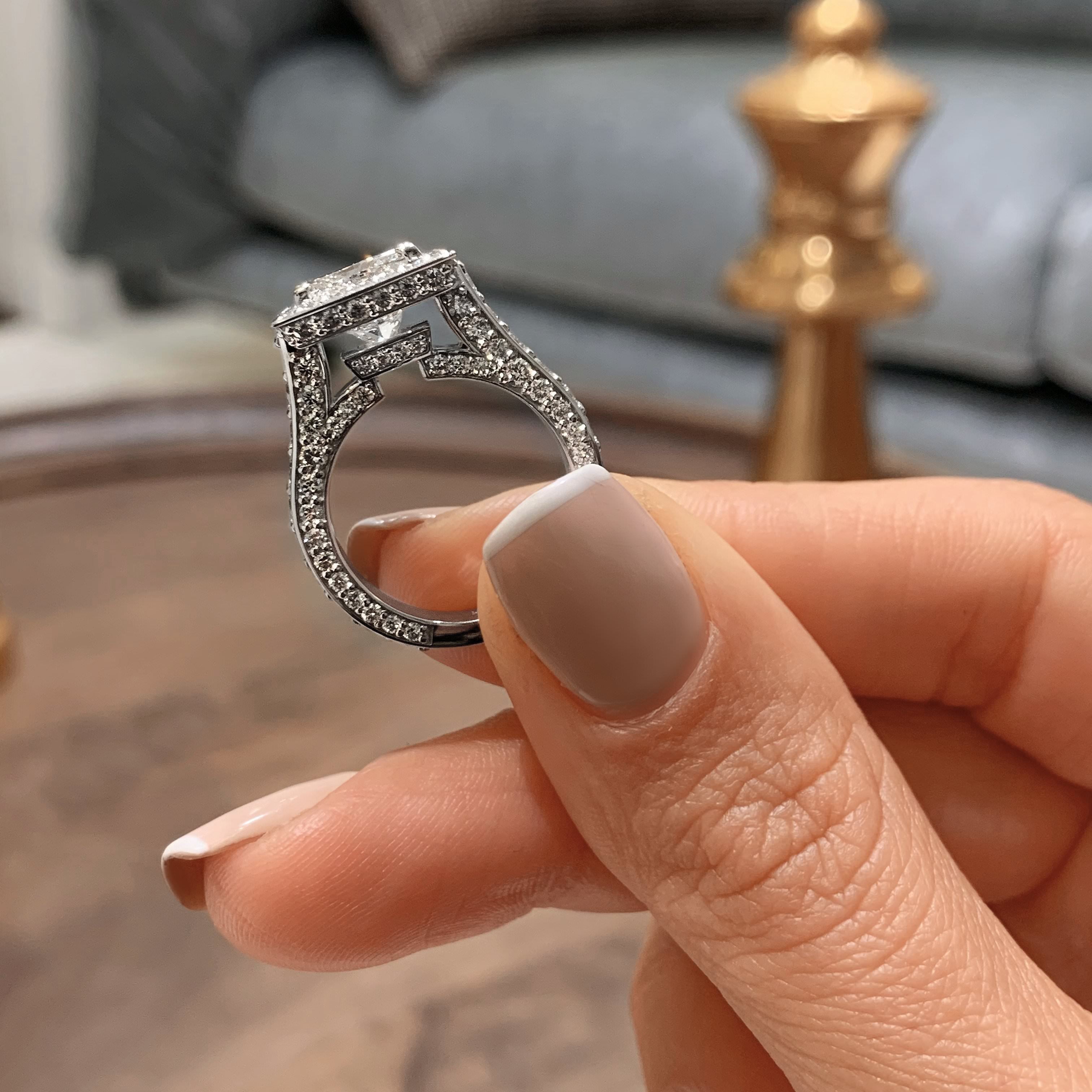 Natural Diamond Ring Enhancer for Oval Ring, 14k 18k Solid Gold