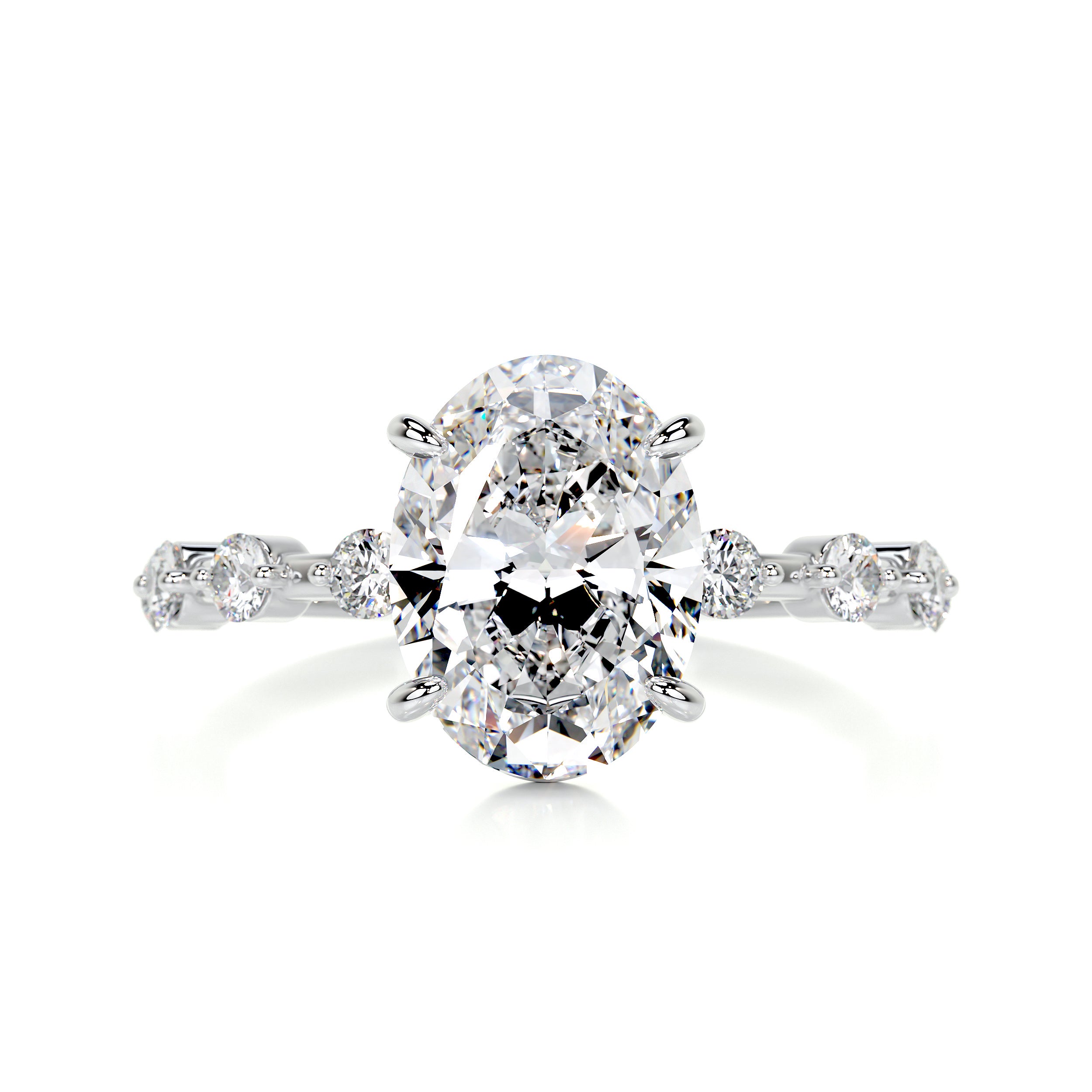 Bell Diamond Engagement Ring   (3.40 Carat) -18K White Gold