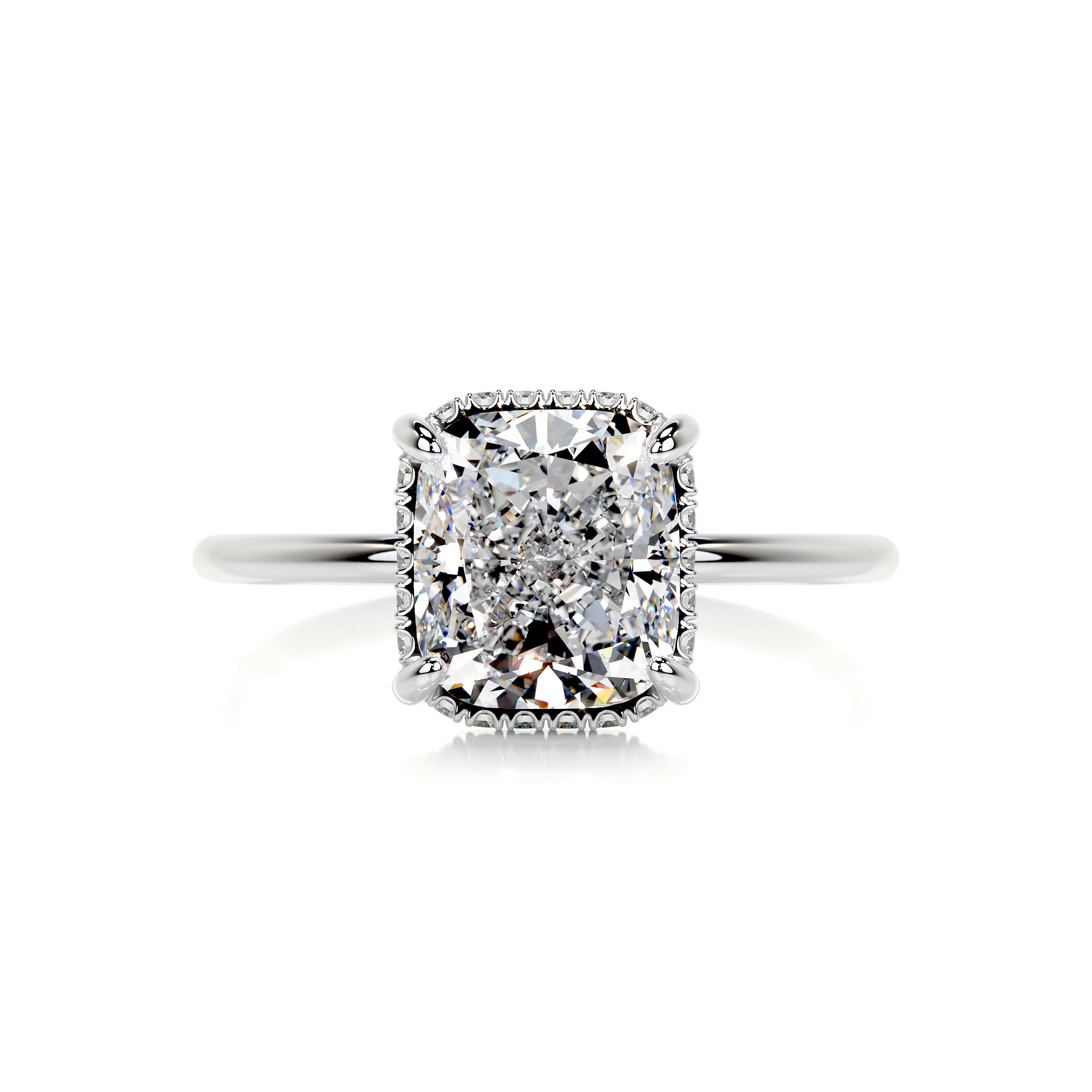 Priscilla Diamond Engagement Ring -14K White Gold, Hidden Halo, 3.1 ...