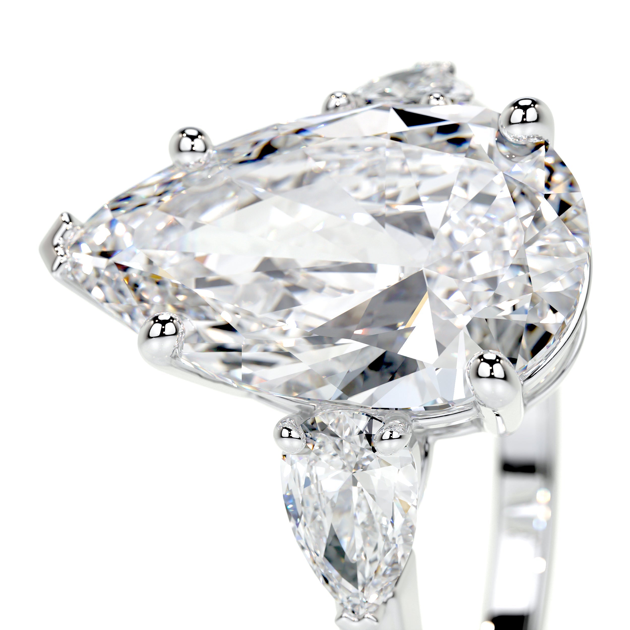 Kamala Lab Grown Diamond Ring -14K White Gold, 3 stones, 5.50