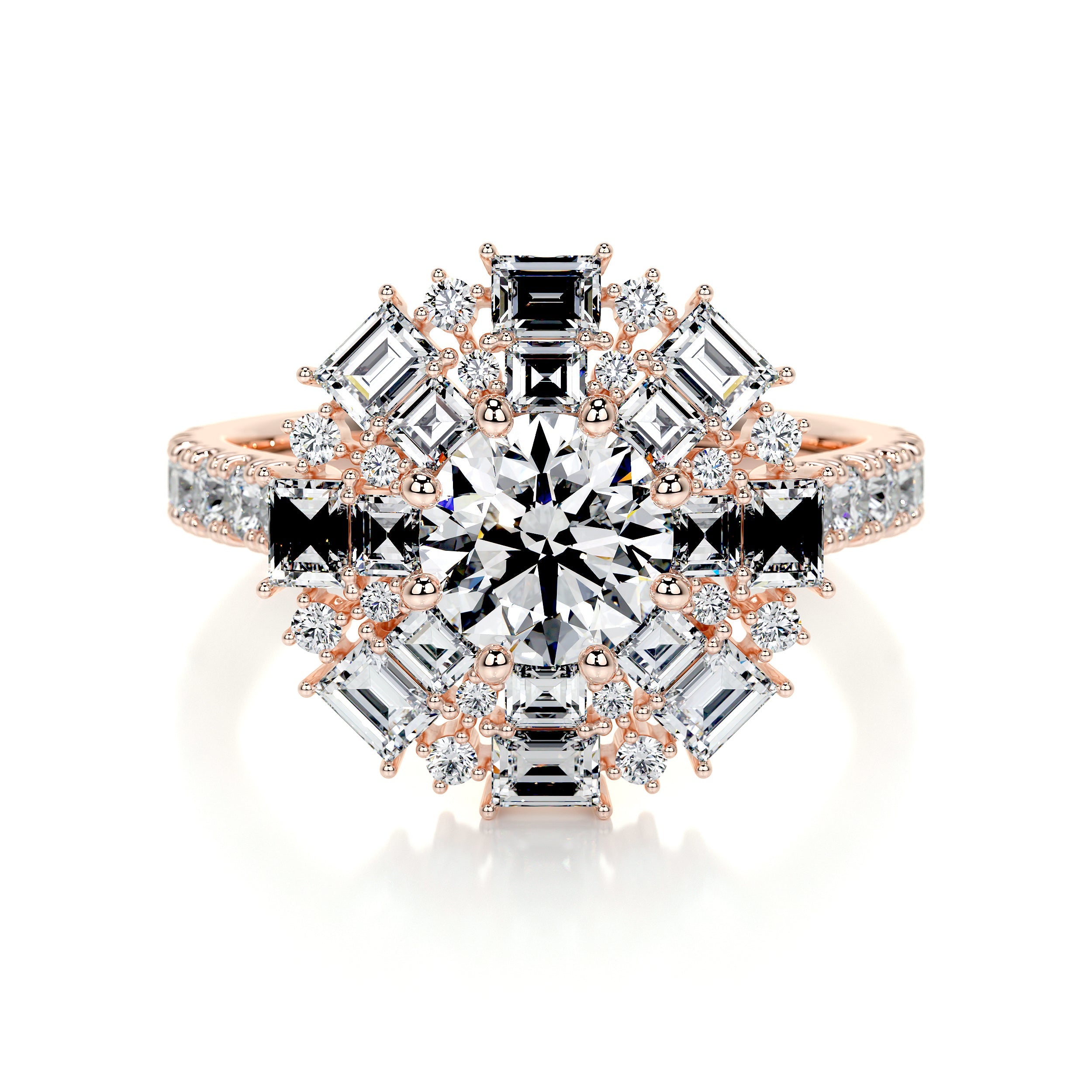 Snowflake Lab Grown Diamond Ring -14K Rose Gold