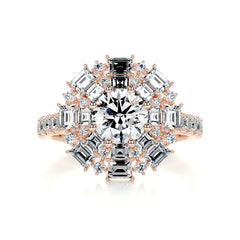 Snowflake Diamond Engagement Ring -14K Rose Gold