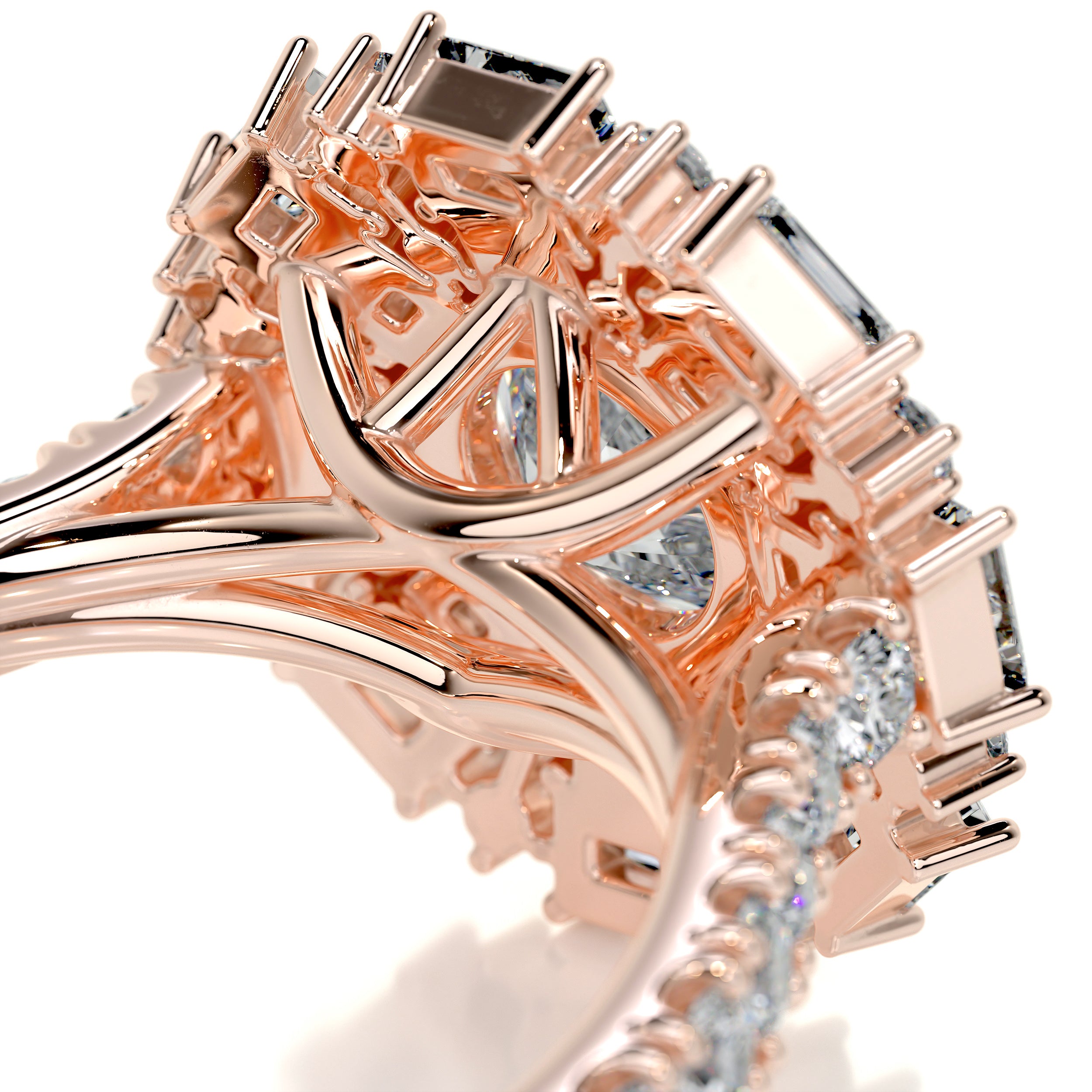Snowflake Diamond Engagement Ring -14K Rose Gold