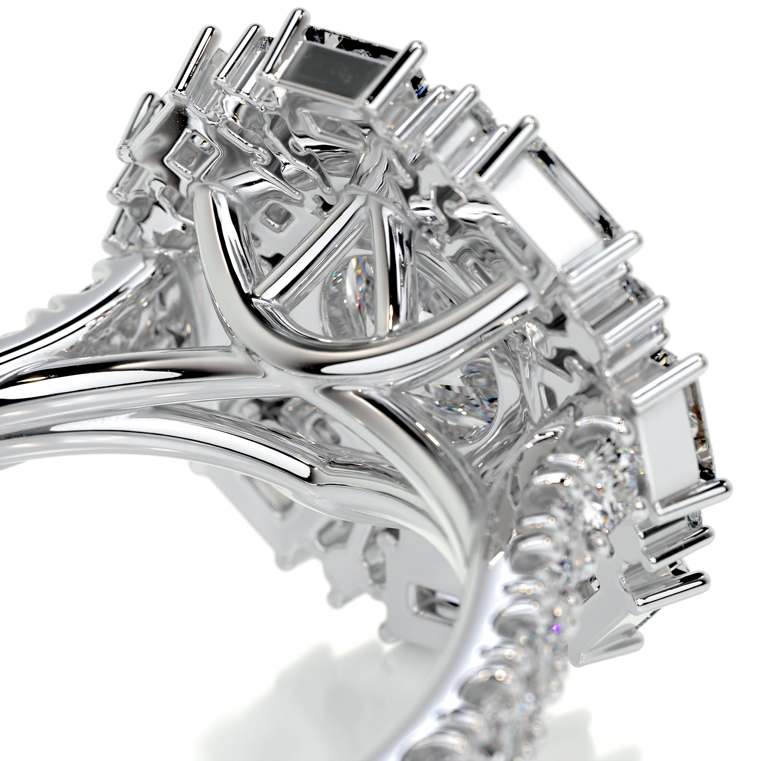 Snowflake Diamond Engagement Ring -14K White Gold