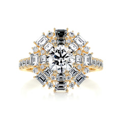 Snowflake Diamond Engagement Ring -18K Yellow Gold